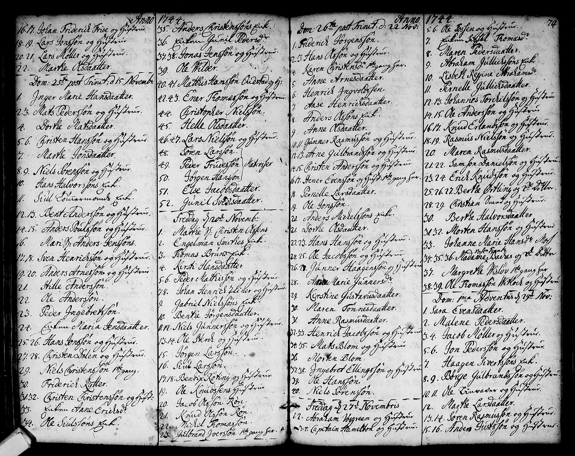 Strømsø kirkebøker, SAKO/A-246/F/Fa/L0006: Parish register (official) no. I 6, 1740-1747, p. 74