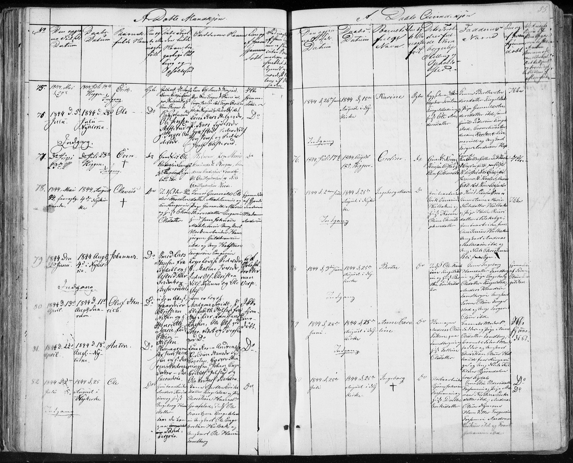 Modum kirkebøker, AV/SAKO-A-234/F/Fa/L0007: Parish register (official) no. 7, 1841-1850, p. 55