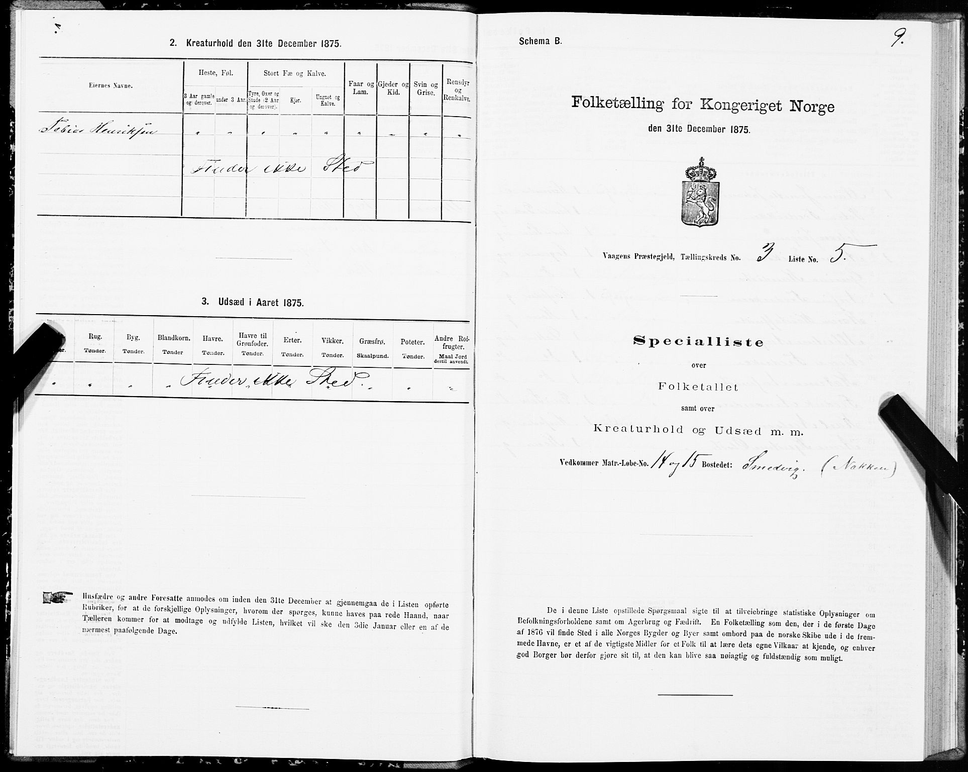 SAT, 1875 census for 1865P Vågan, 1875, p. 2009