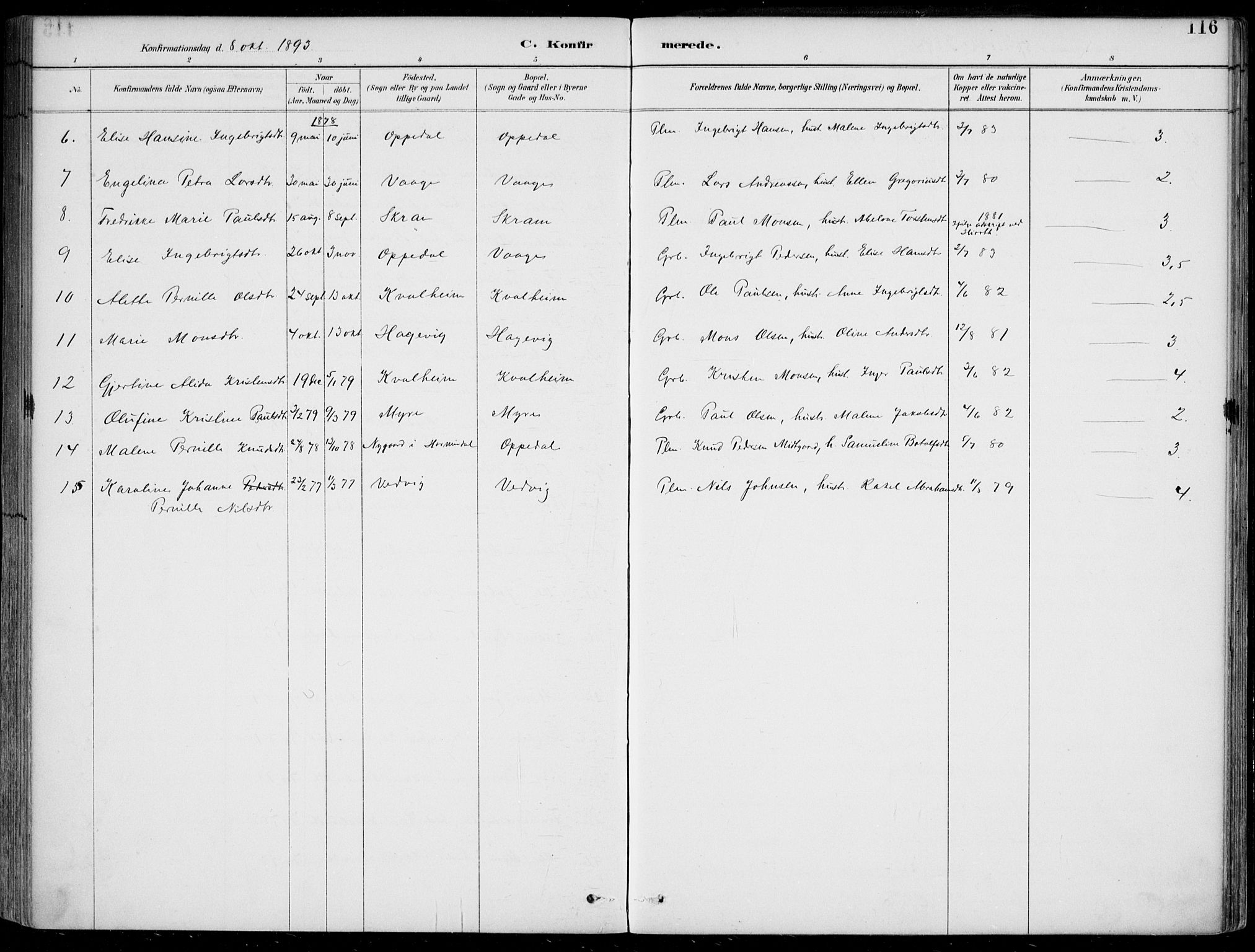 Selje sokneprestembete, AV/SAB-A-99938/H/Ha/Haa/Haac/L0002: Parish register (official) no. C  2, 1889-1904, p. 116