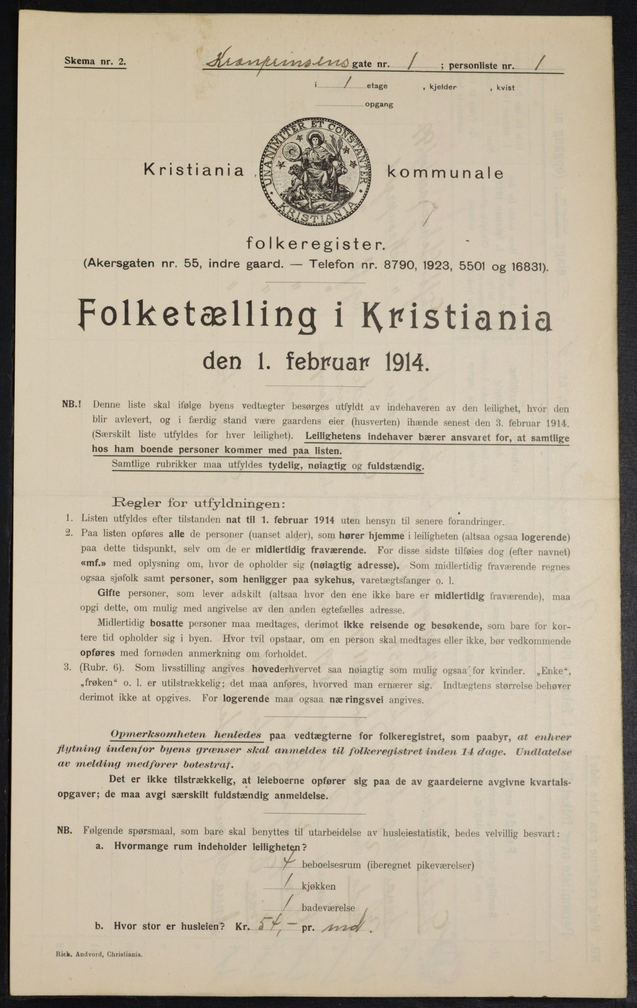 OBA, Municipal Census 1914 for Kristiania, 1914, p. 54396