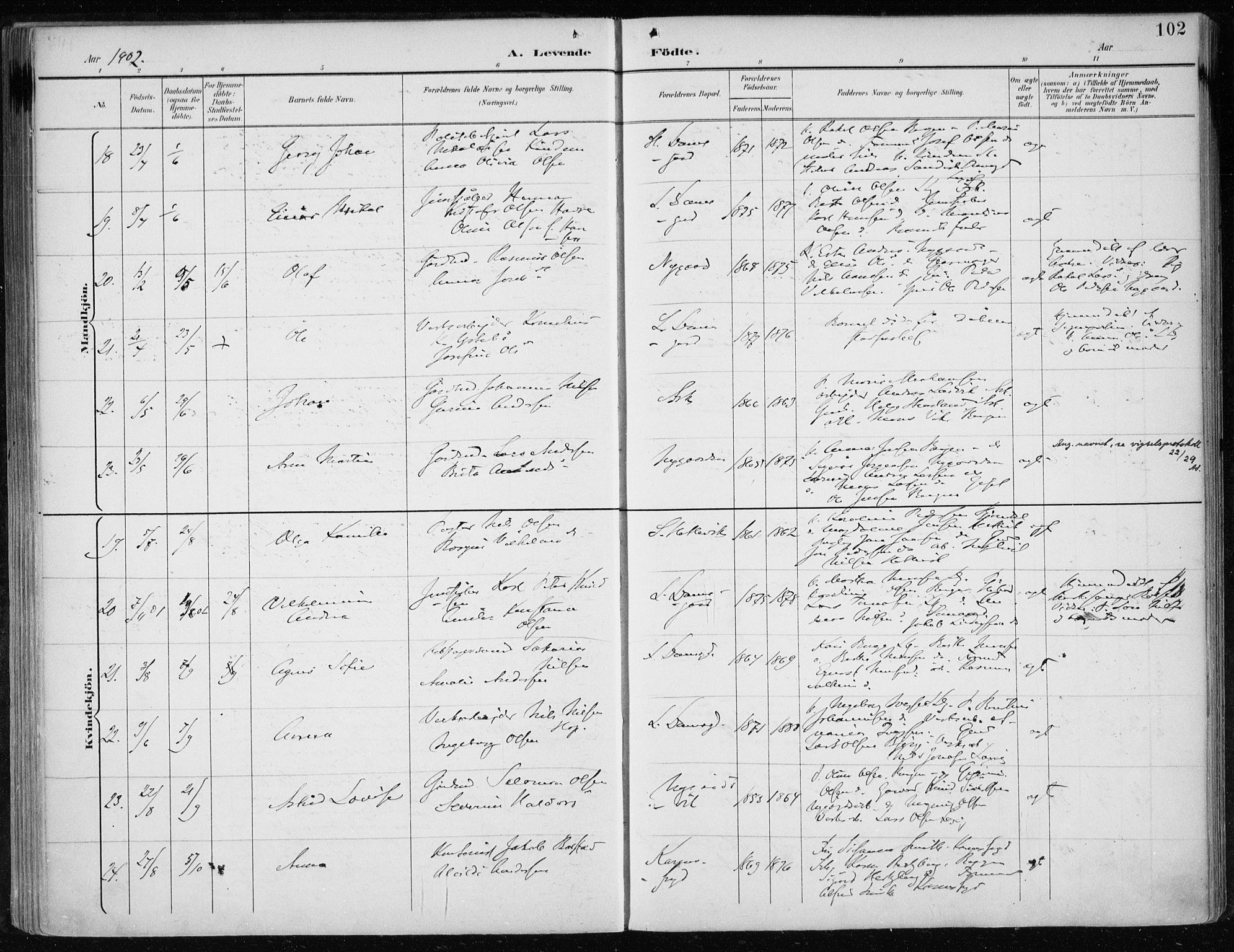 Askøy Sokneprestembete, AV/SAB-A-74101/H/Ha/Haa/Haae/L0003: Parish register (official) no. E 3, 1891-1903, p. 102