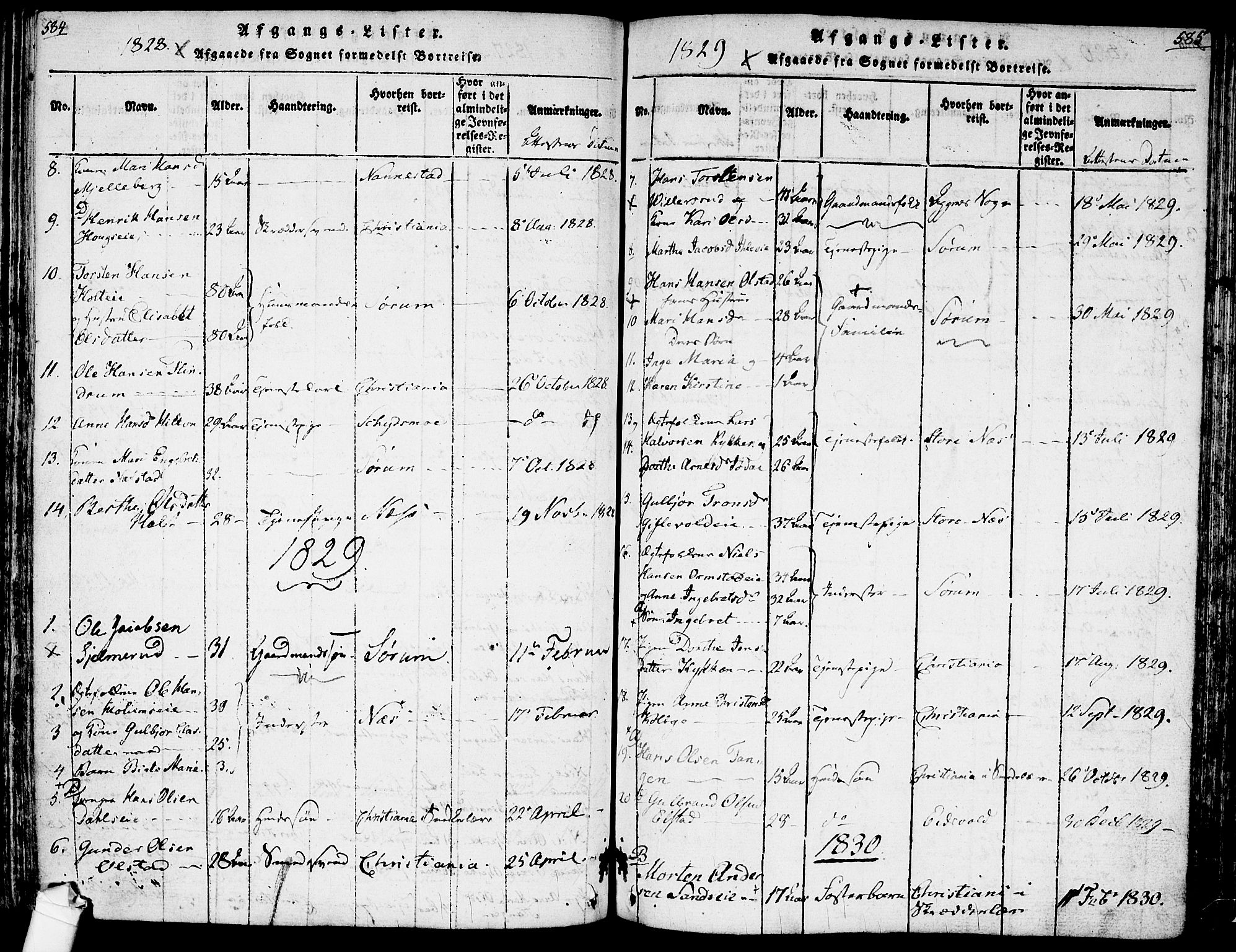 Ullensaker prestekontor Kirkebøker, AV/SAO-A-10236a/F/Fa/L0013: Parish register (official) no. I 13, 1815-1835, p. 584-585