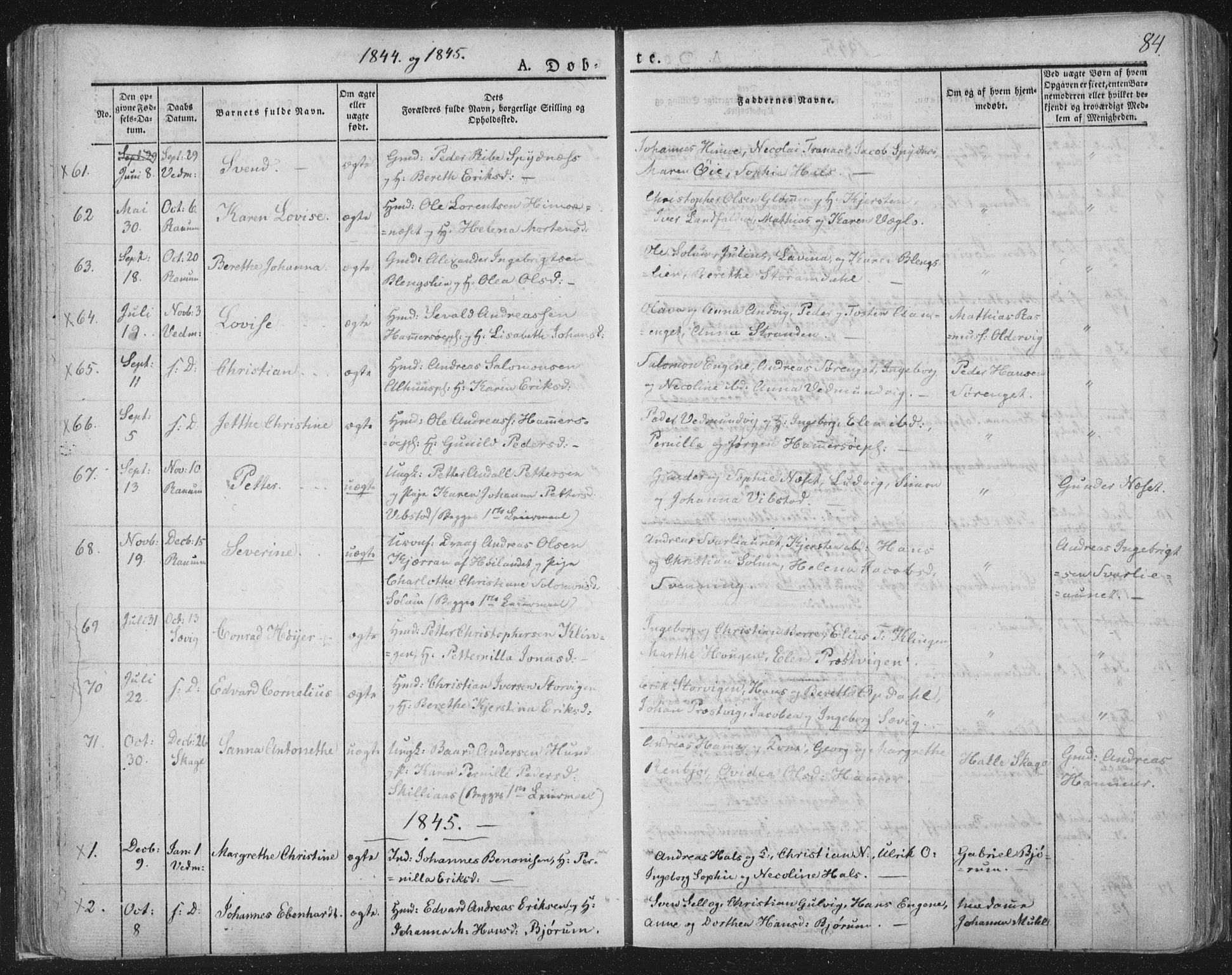 Ministerialprotokoller, klokkerbøker og fødselsregistre - Nord-Trøndelag, SAT/A-1458/764/L0551: Parish register (official) no. 764A07a, 1824-1864, p. 84
