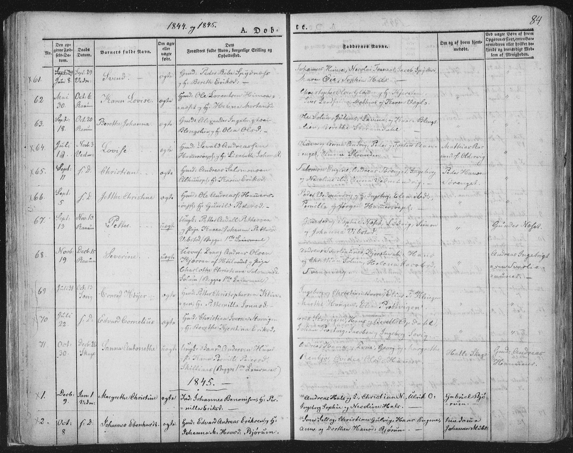 Ministerialprotokoller, klokkerbøker og fødselsregistre - Nord-Trøndelag, AV/SAT-A-1458/764/L0551: Parish register (official) no. 764A07a, 1824-1864, p. 84