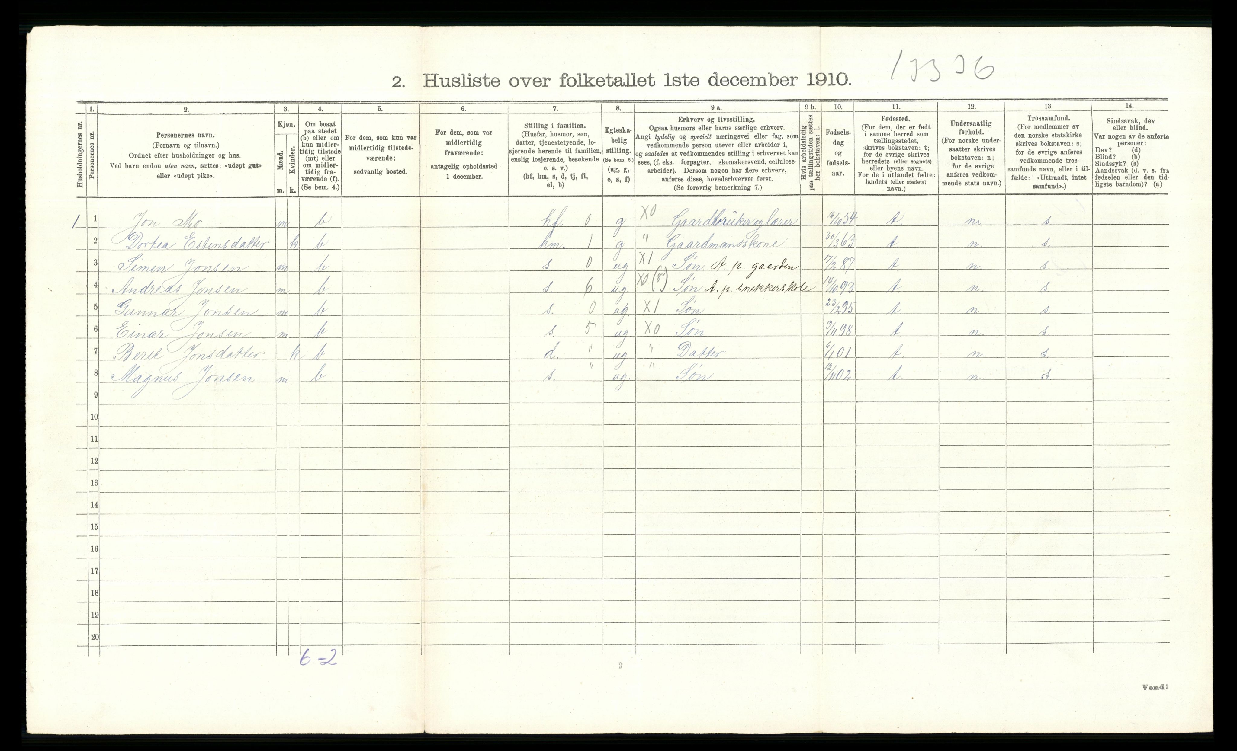 RA, 1910 census for Tolga, 1910, p. 499