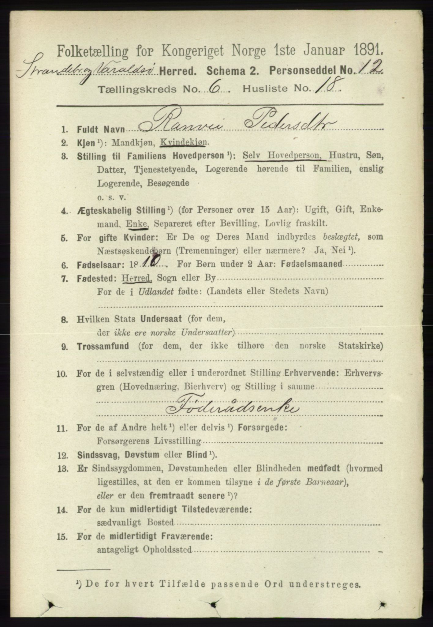 RA, 1891 census for 1226 Strandebarm og Varaldsøy, 1891, p. 2546