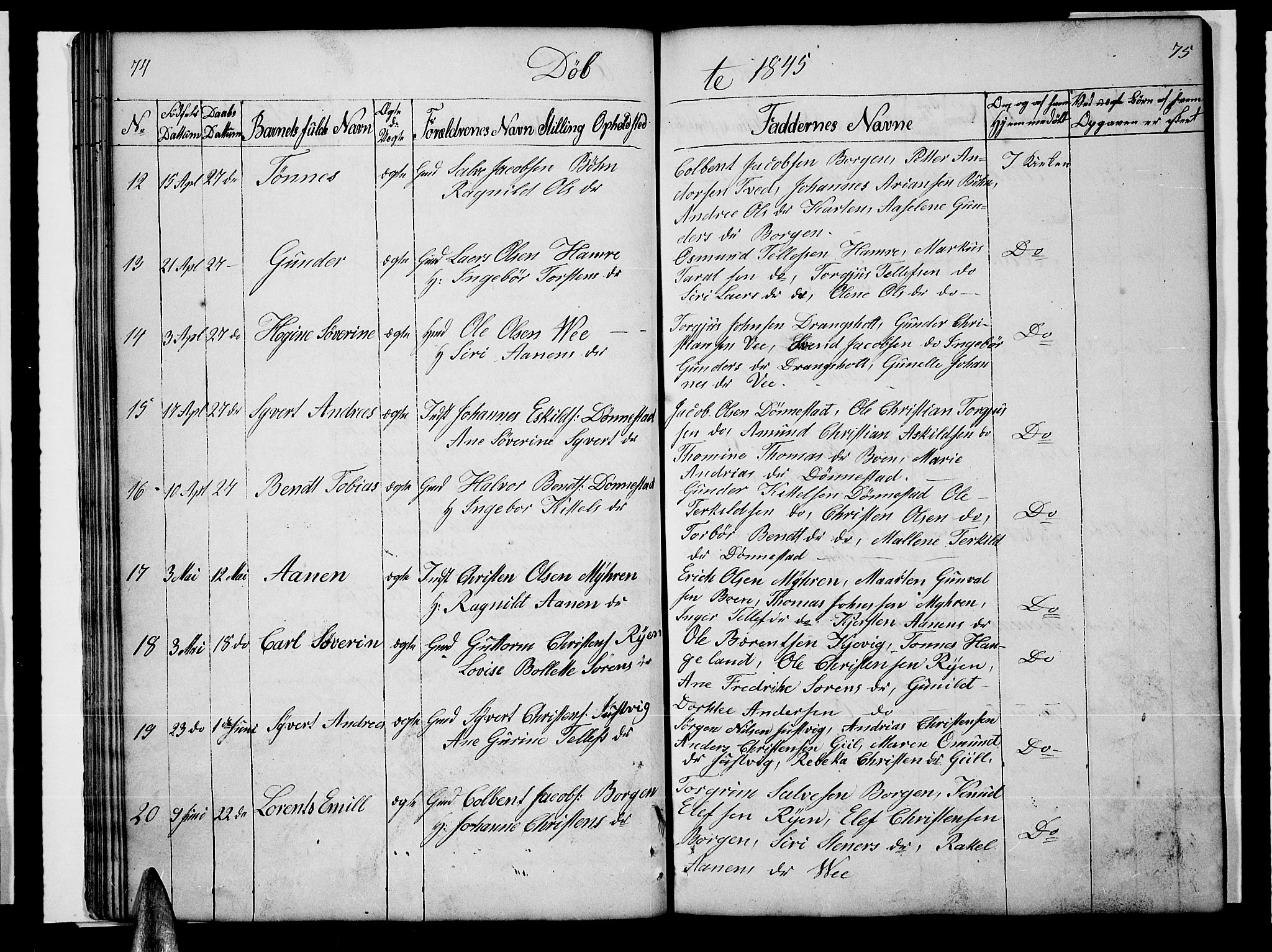 Tveit sokneprestkontor, AV/SAK-1111-0043/F/Fb/L0002: Parish register (copy) no. B 2, 1835-1854, p. 74-75