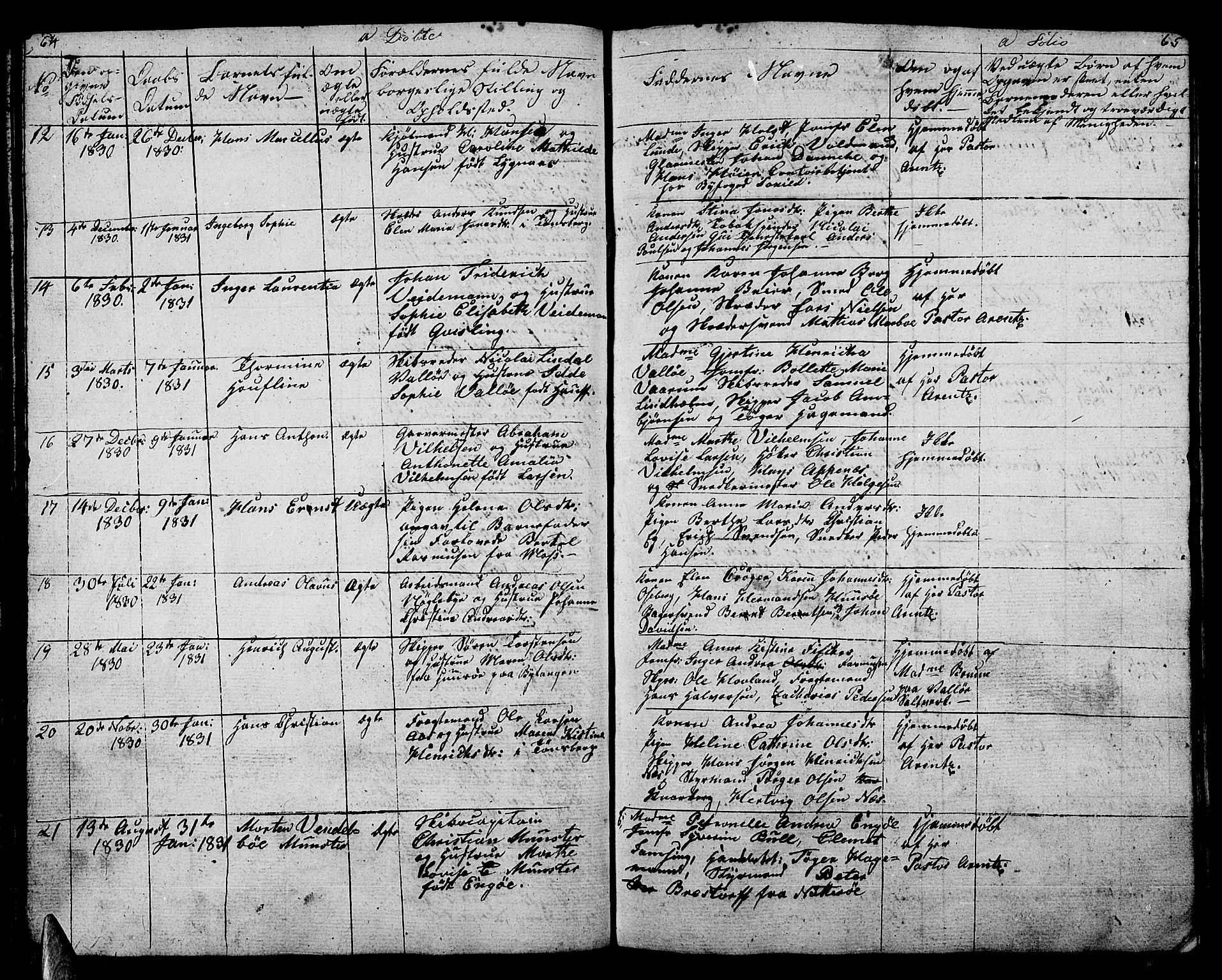 Tønsberg kirkebøker, AV/SAKO-A-330/G/Ga/L0002: Parish register (copy) no. 2, 1827-1854, p. 64-65