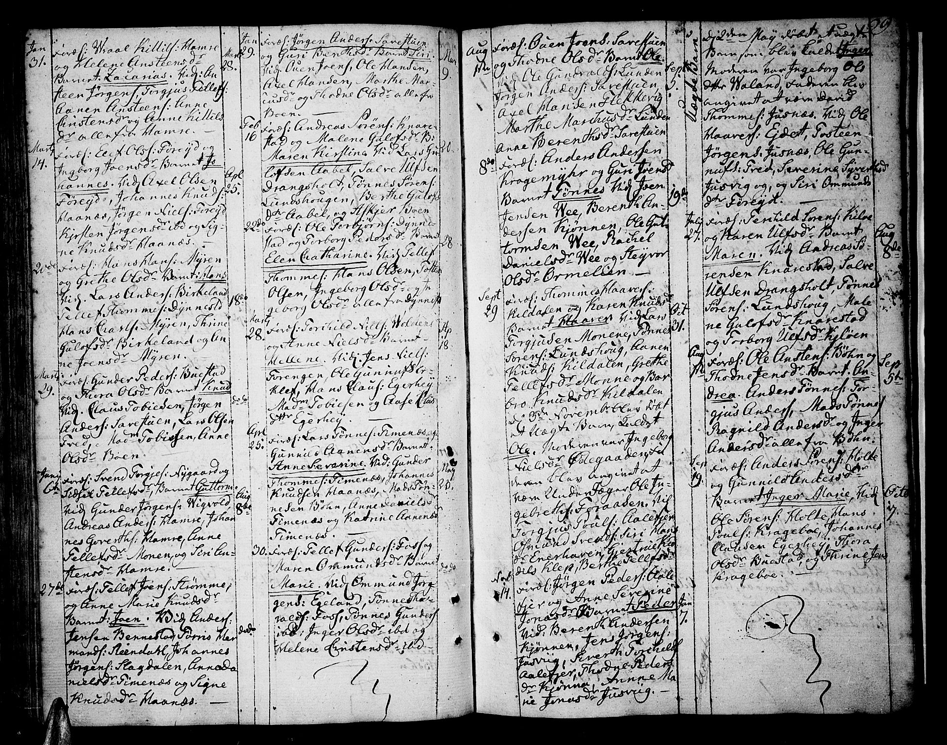 Tveit sokneprestkontor, SAK/1111-0043/F/Fa/L0001: Parish register (official) no. A 1, 1794-1819, p. 99