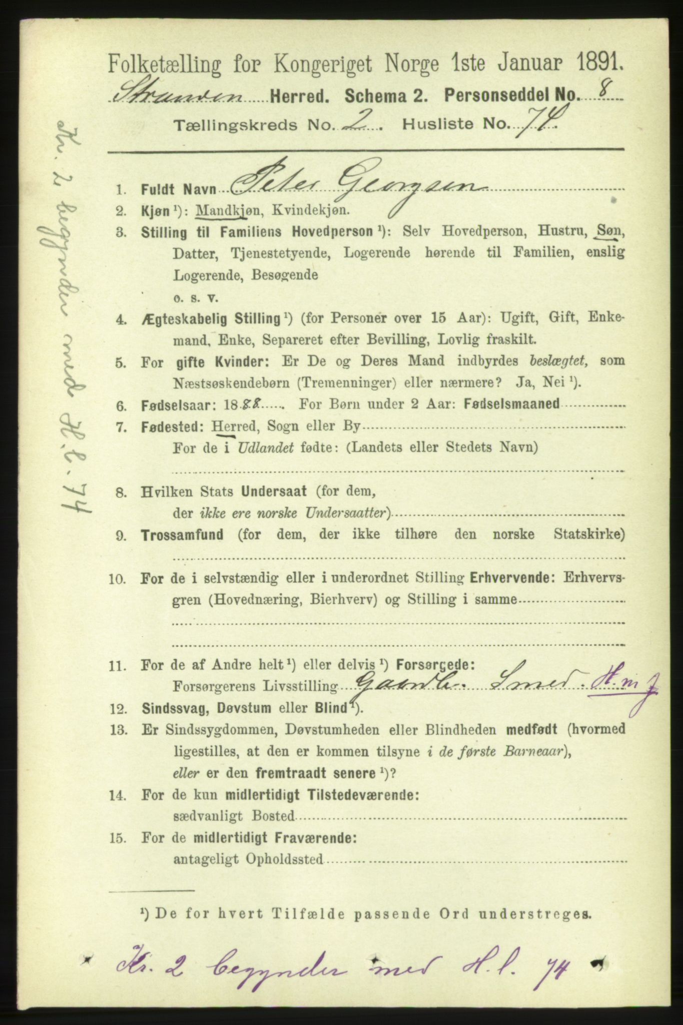RA, 1891 census for 1525 Stranda, 1891, p. 304
