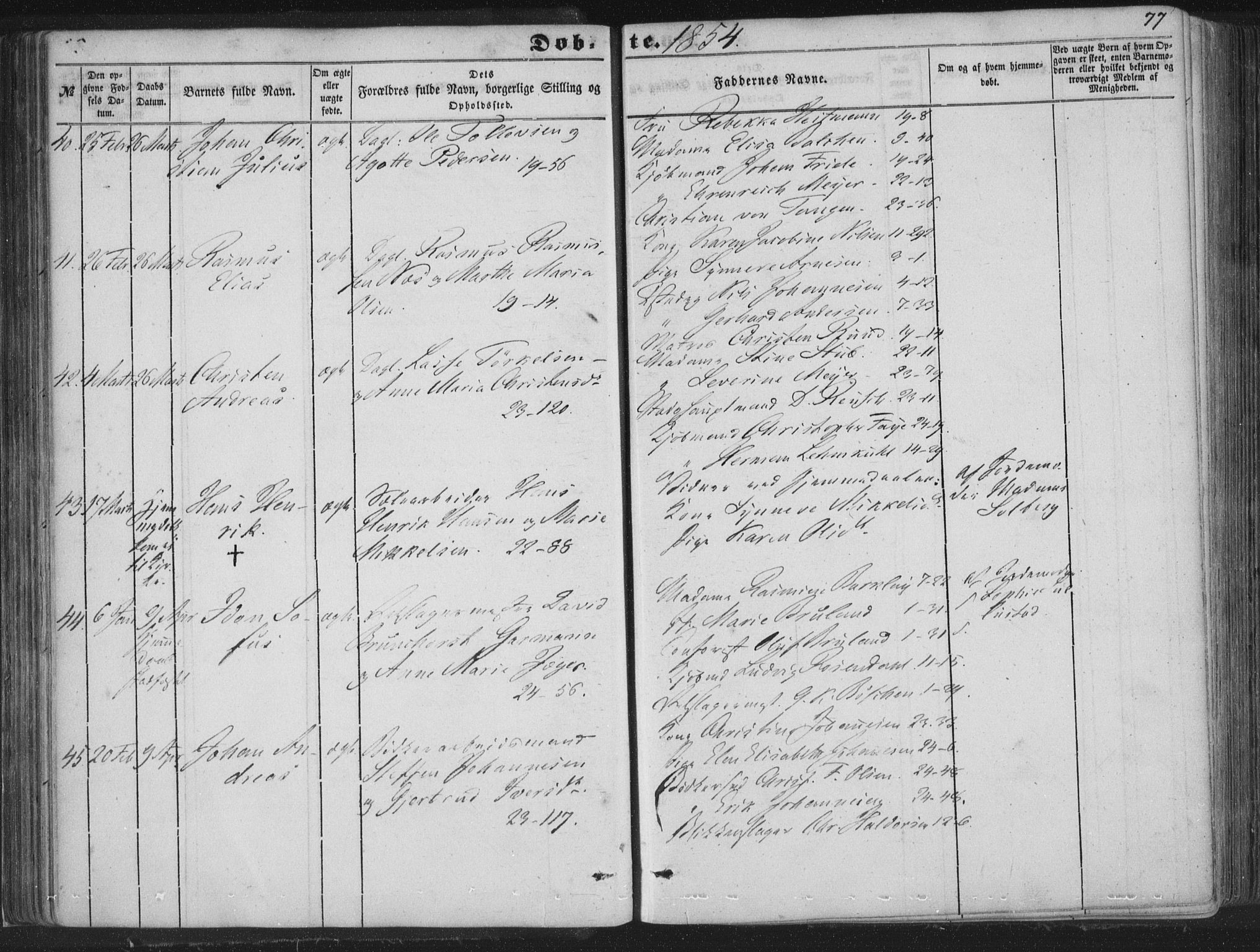 Korskirken sokneprestembete, AV/SAB-A-76101/H/Haa/L0017: Parish register (official) no. B 3, 1851-1857, p. 77