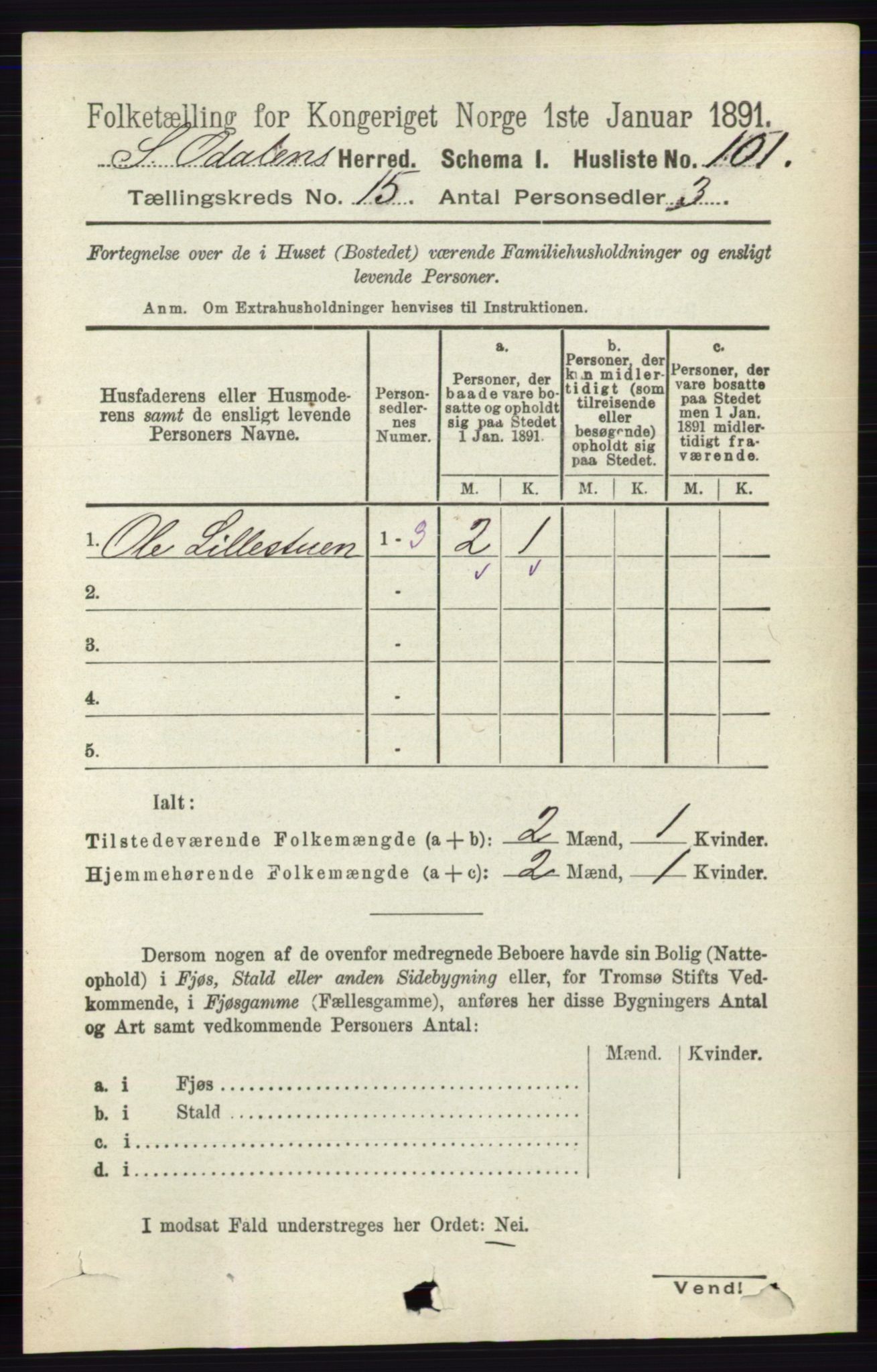 RA, 1891 census for 0419 Sør-Odal, 1891, p. 6568