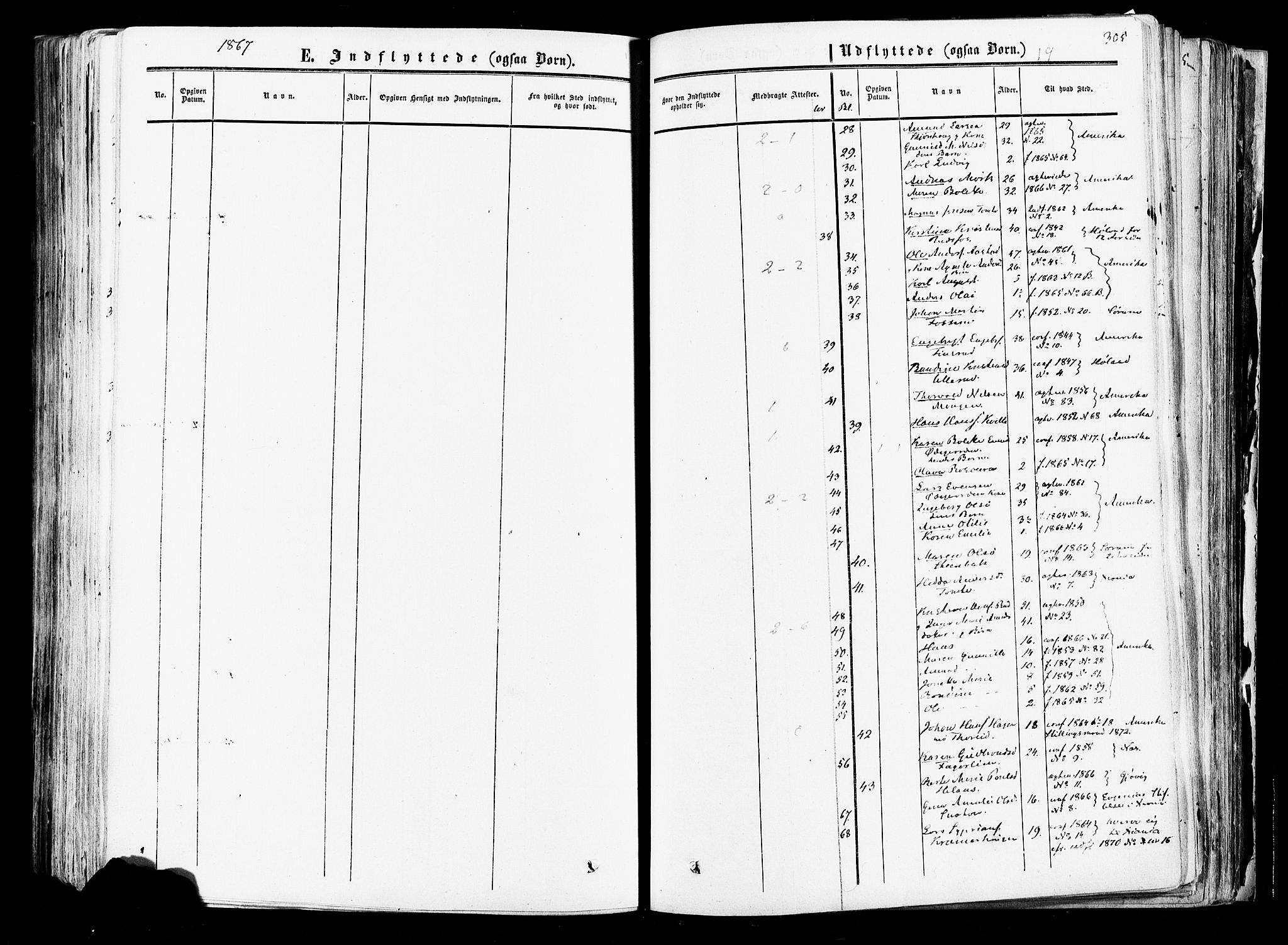 Aurskog prestekontor Kirkebøker, SAO/A-10304a/F/Fa/L0007: Parish register (official) no. I 7, 1854-1877, p. 305