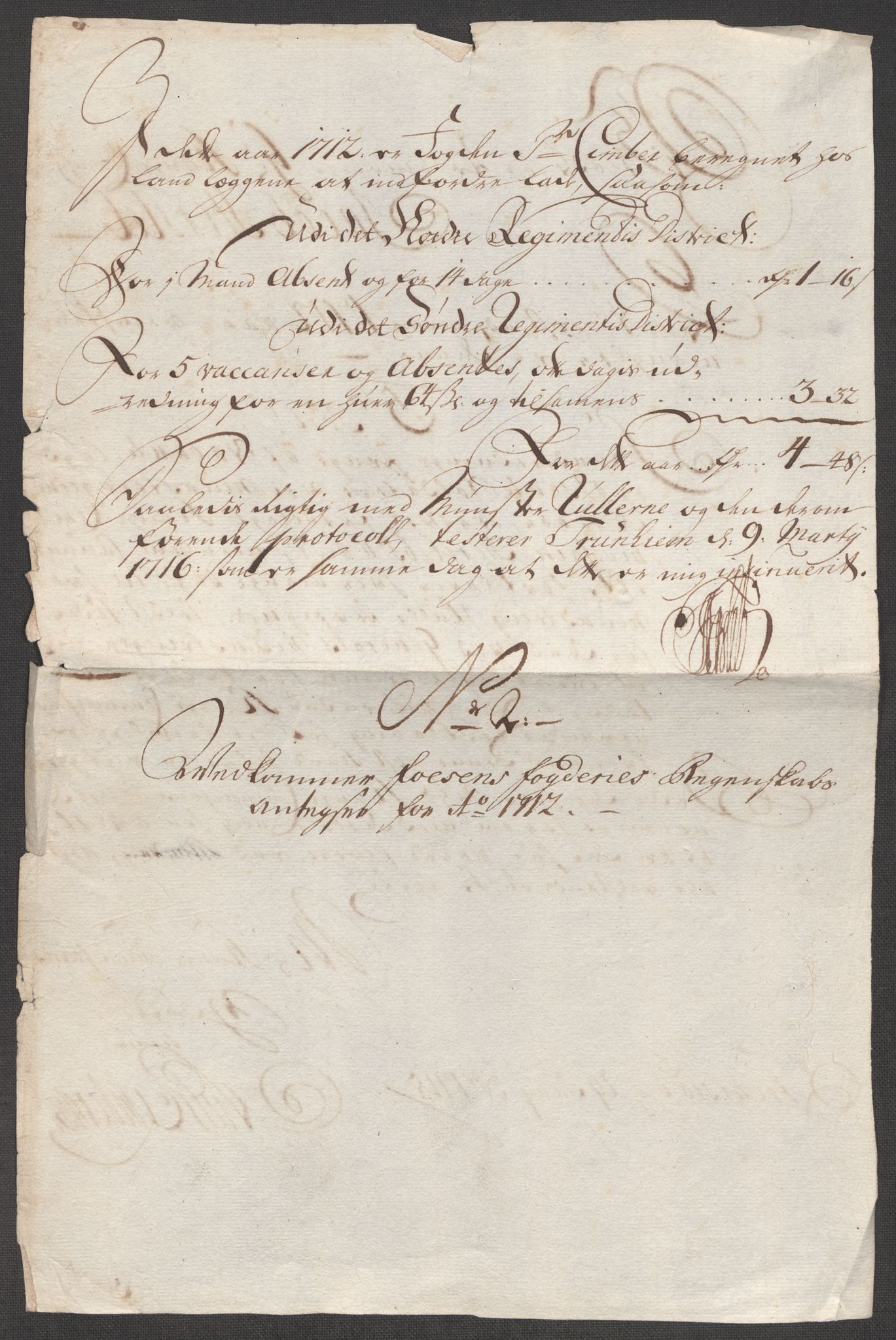 Rentekammeret inntil 1814, Reviderte regnskaper, Fogderegnskap, AV/RA-EA-4092/R57/L3861: Fogderegnskap Fosen, 1712-1713, p. 237