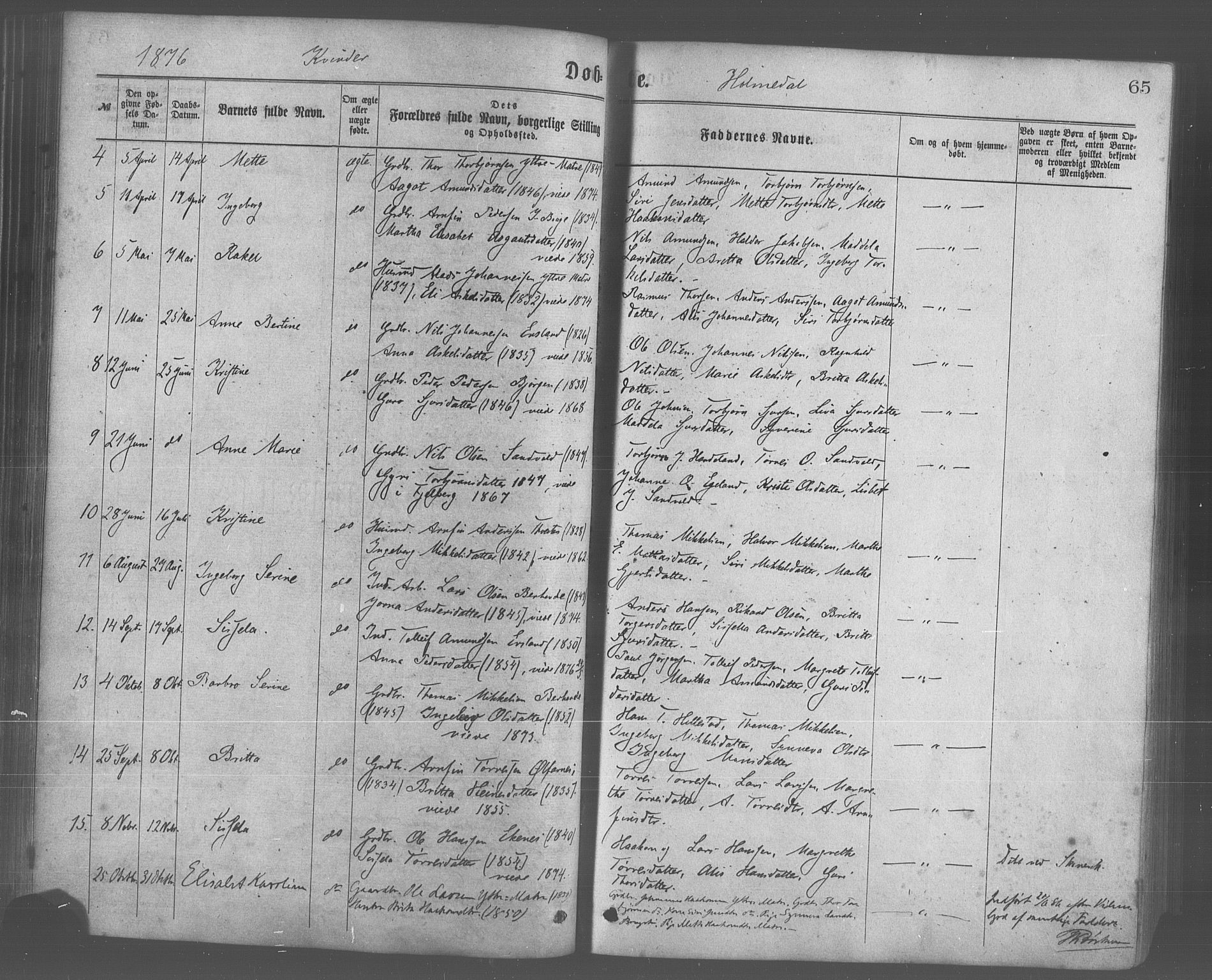 Skånevik sokneprestembete, SAB/A-77801/H/Haa: Parish register (official) no. A 6, 1869-1878, p. 65