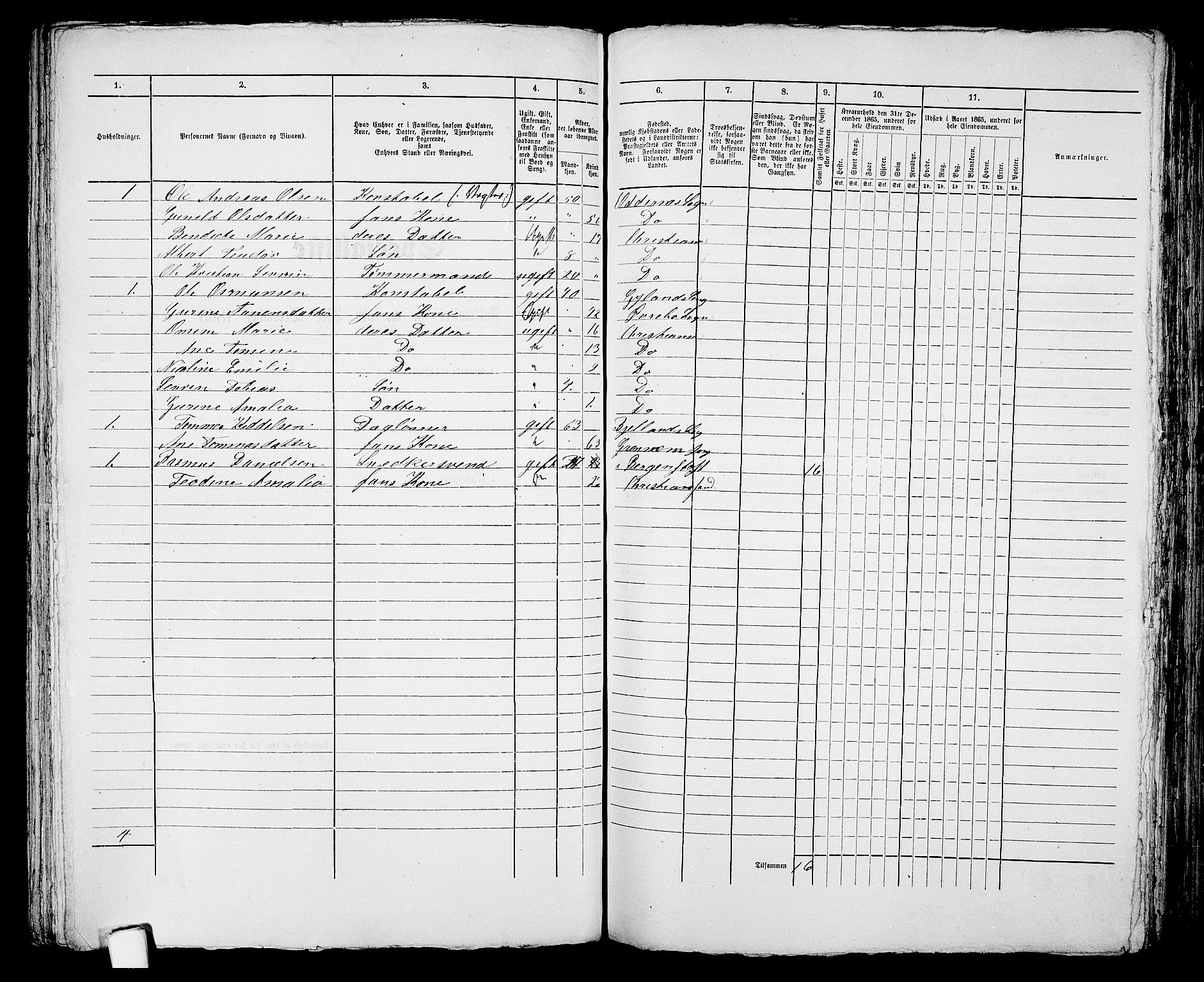 RA, 1865 census for Kristiansand, 1865, p. 780