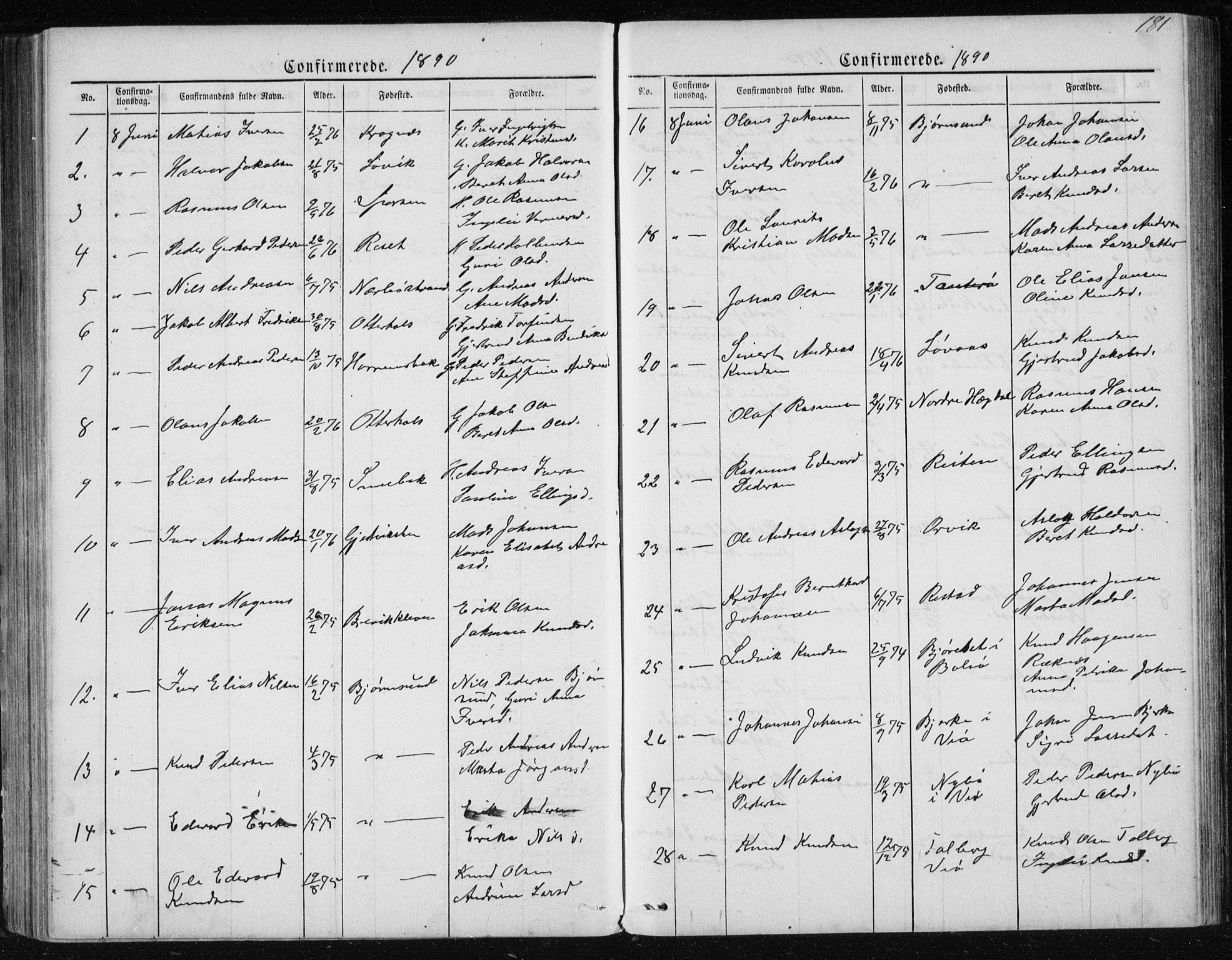 Ministerialprotokoller, klokkerbøker og fødselsregistre - Møre og Romsdal, SAT/A-1454/560/L0724: Parish register (copy) no. 560C01, 1867-1892, p. 181