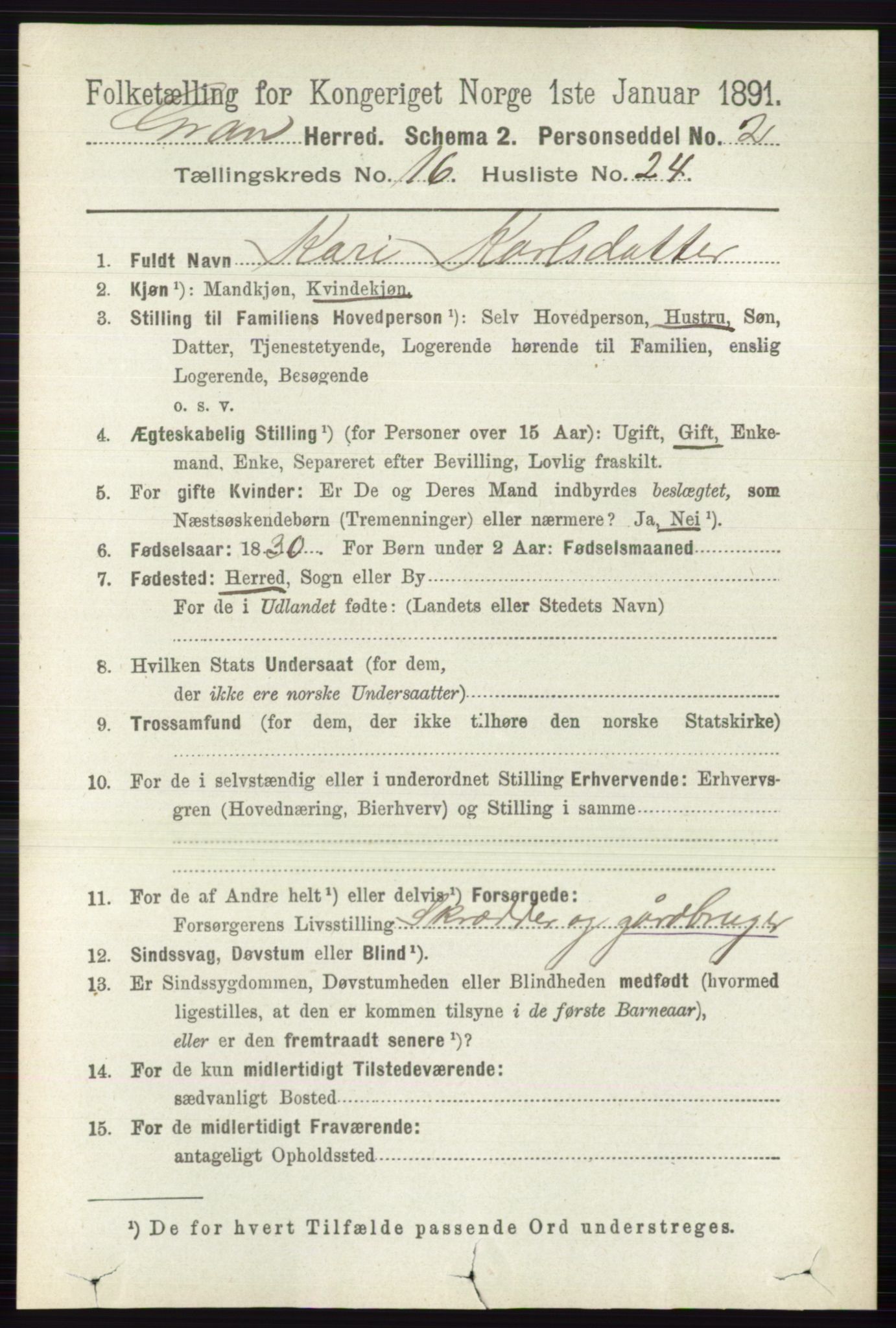 RA, 1891 census for 0534 Gran, 1891, p. 8251