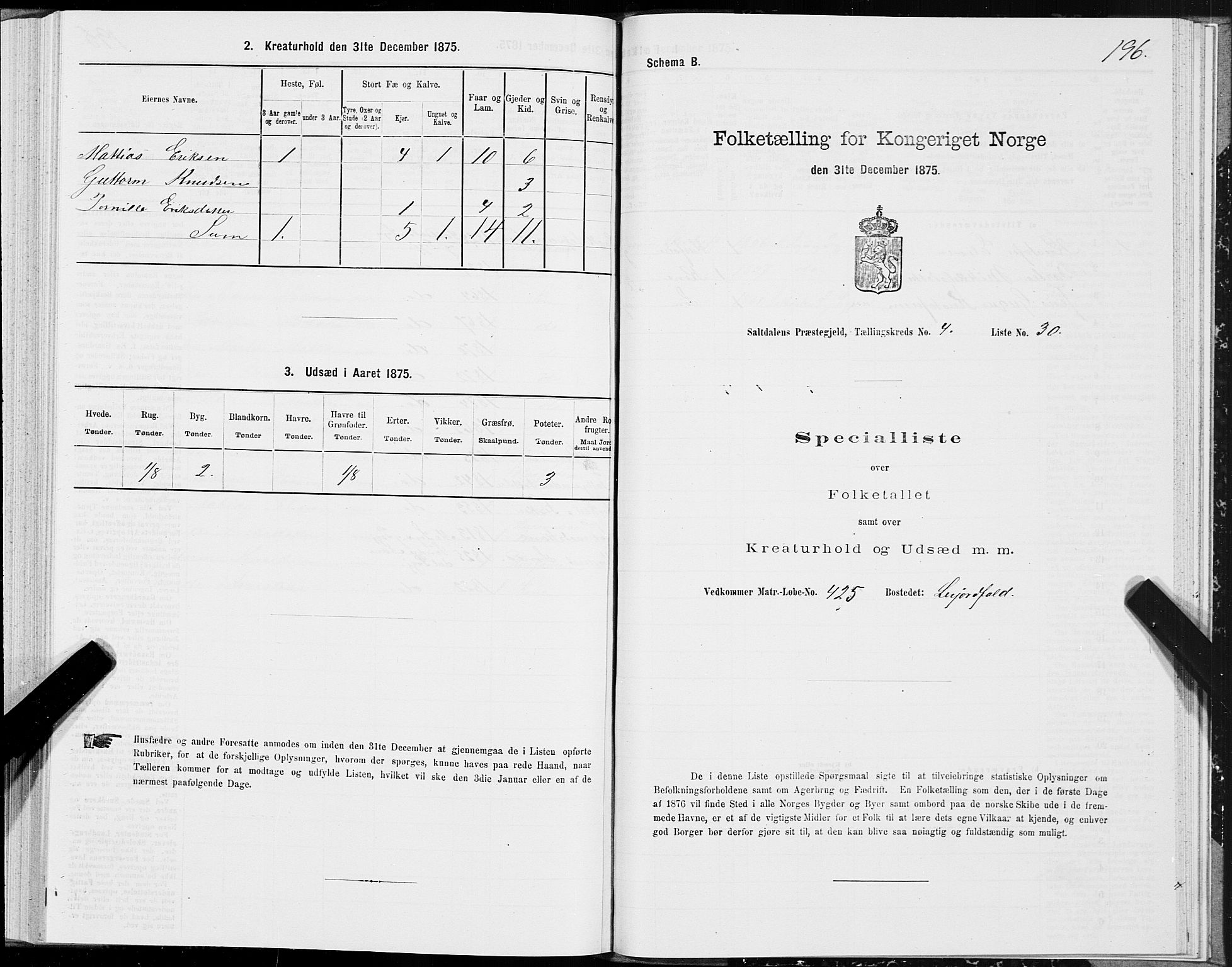 SAT, 1875 census for 1840P Saltdal, 1875, p. 2196