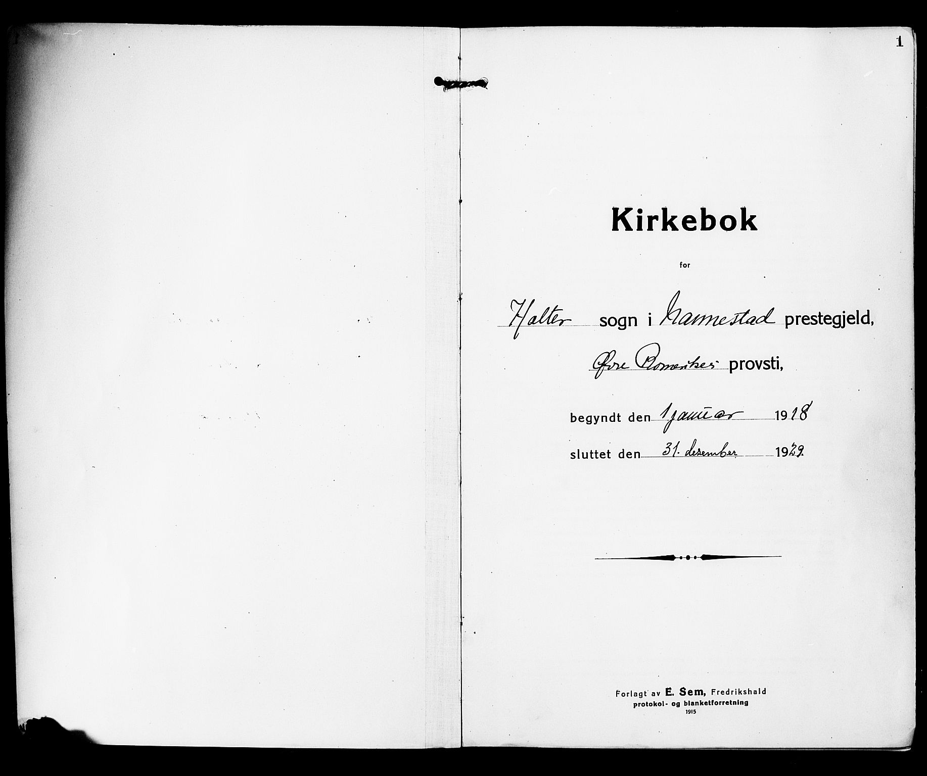 Nannestad prestekontor Kirkebøker, SAO/A-10414a/G/Gb/L0002: Parish register (copy) no. II 2, 1918-1929, p. 1