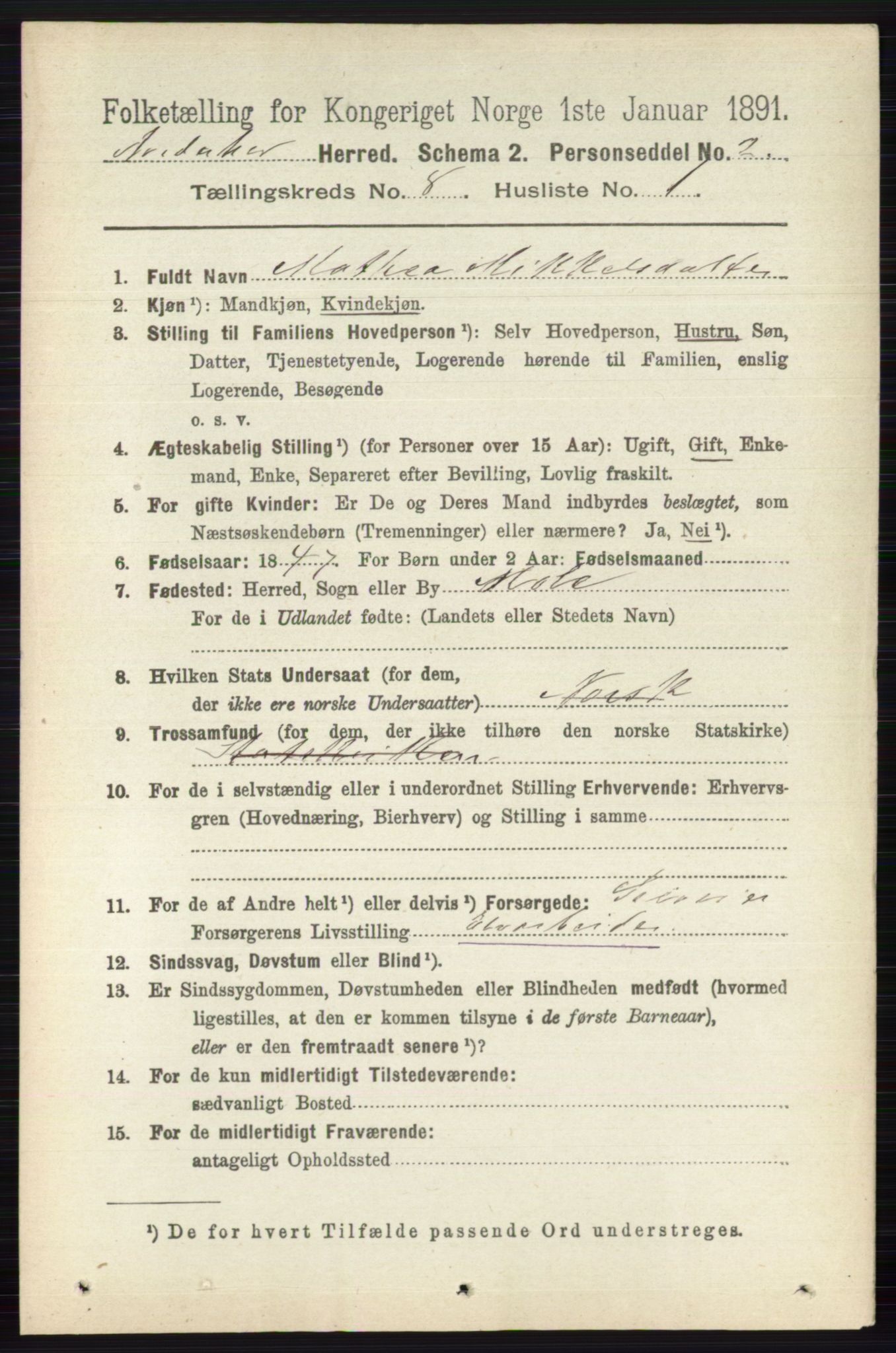 RA, 1891 census for 0613 Norderhov, 1891, p. 5560