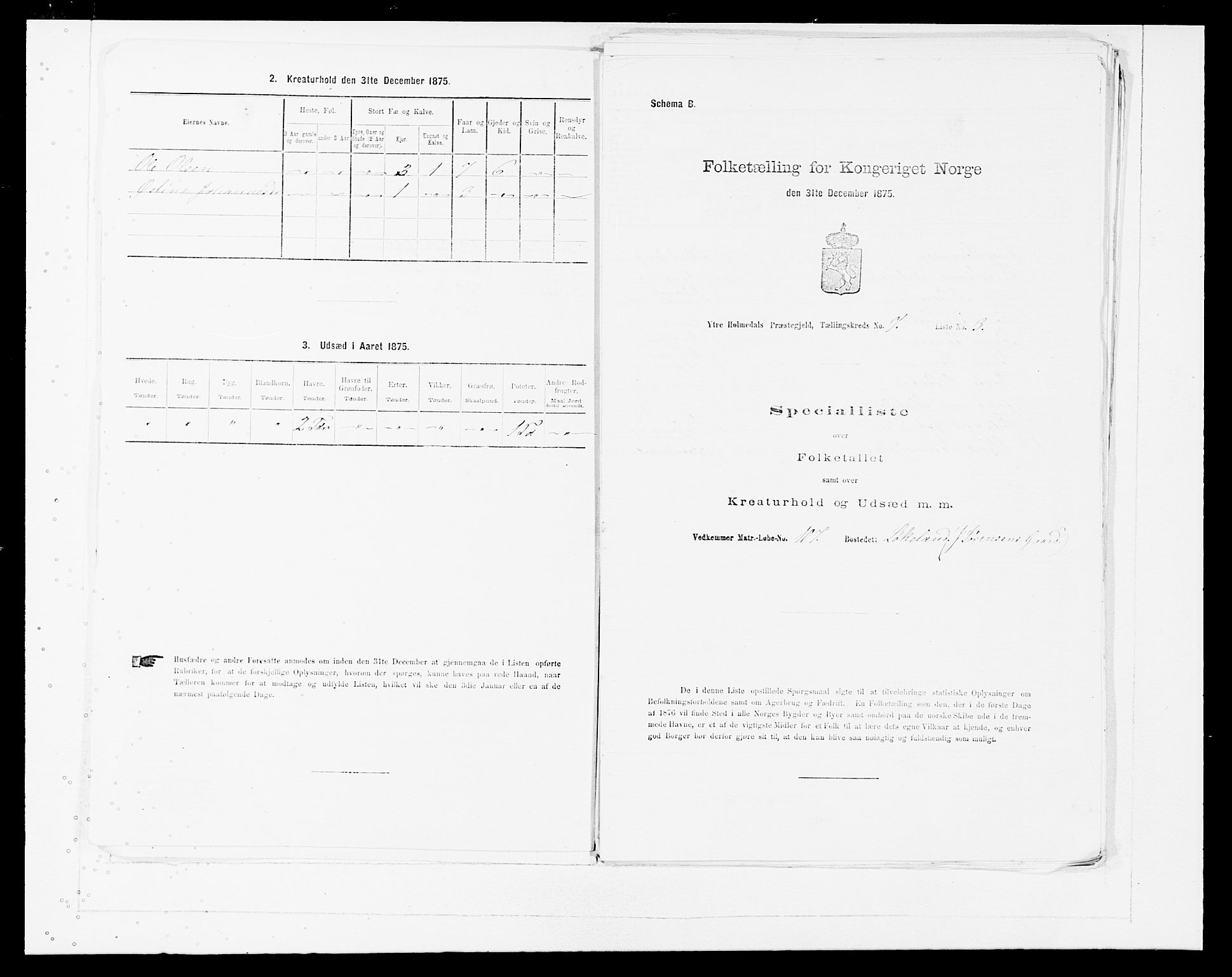 SAB, 1875 census for 1429P Ytre Holmedal, 1875, p. 474