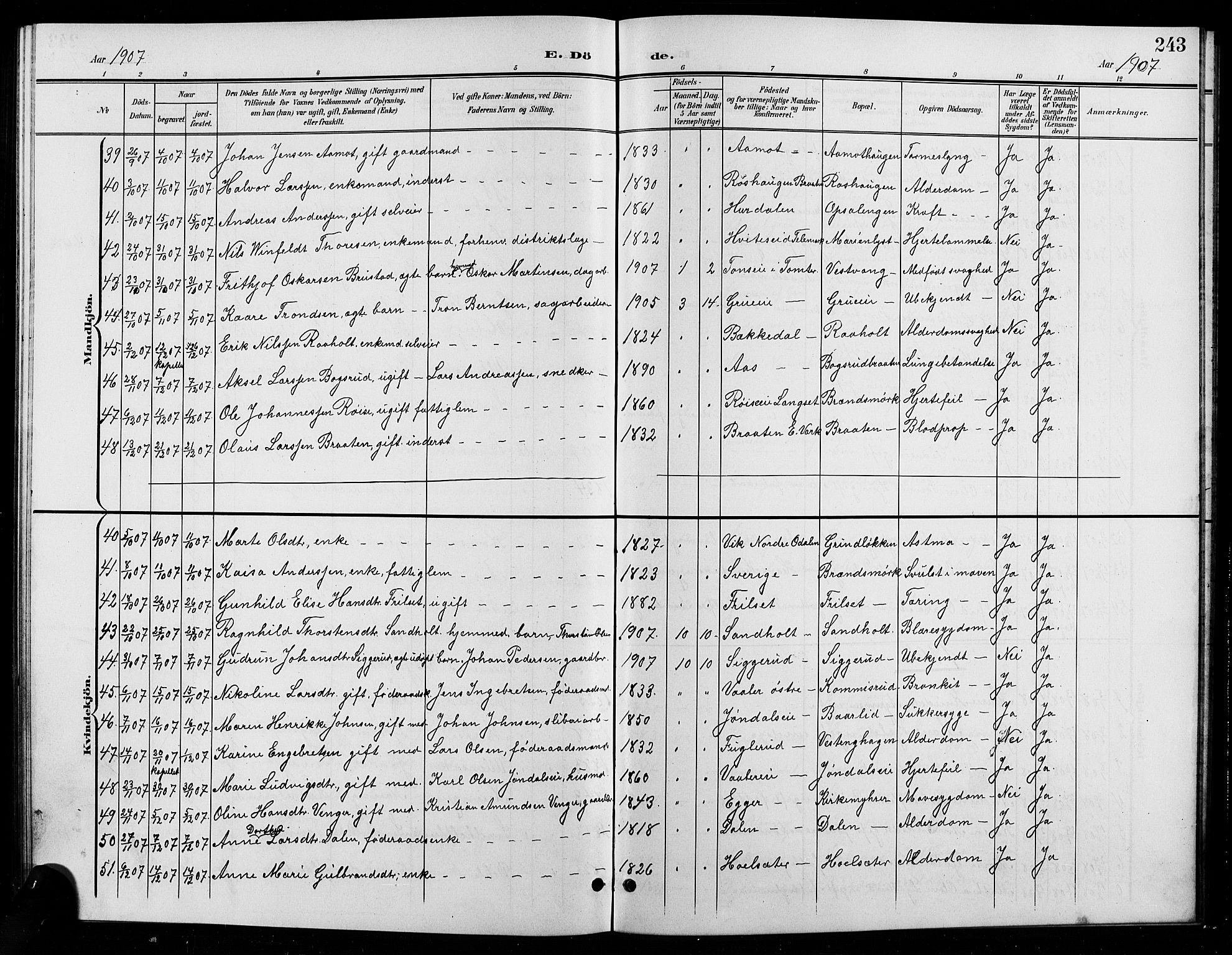 Eidsvoll prestekontor Kirkebøker, AV/SAO-A-10888/G/Ga/L0007: Parish register (copy) no. I 7, 1901-1909, p. 243