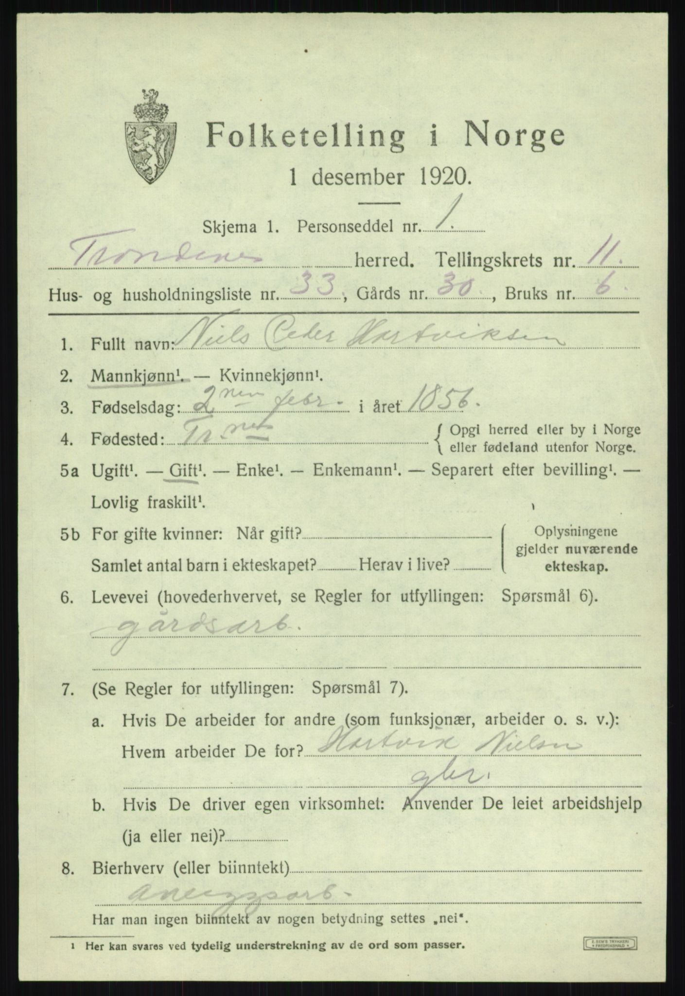 SATØ, 1920 census for Trondenes, 1920, p. 8747