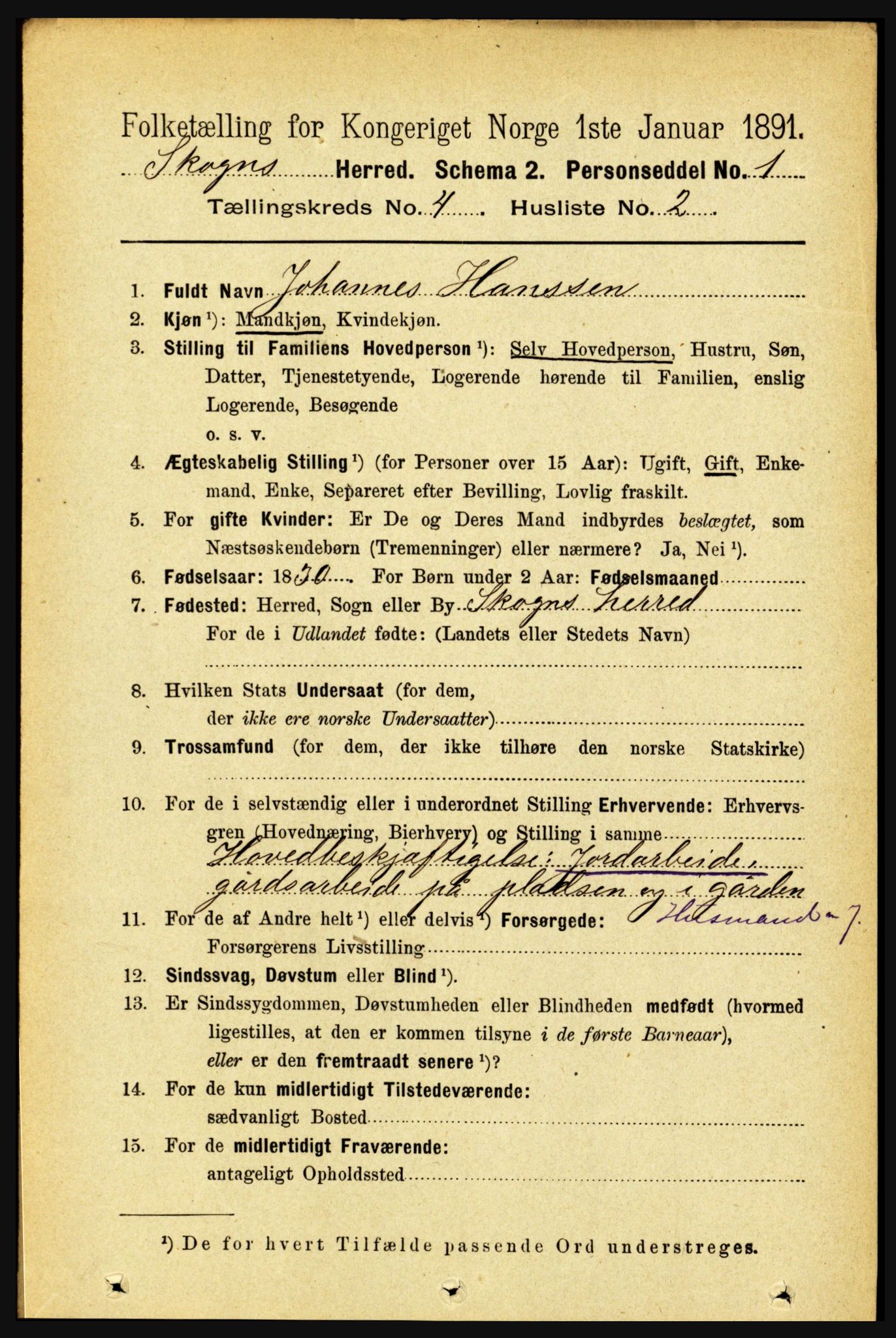 RA, 1891 census for 1719 Skogn, 1891, p. 2368