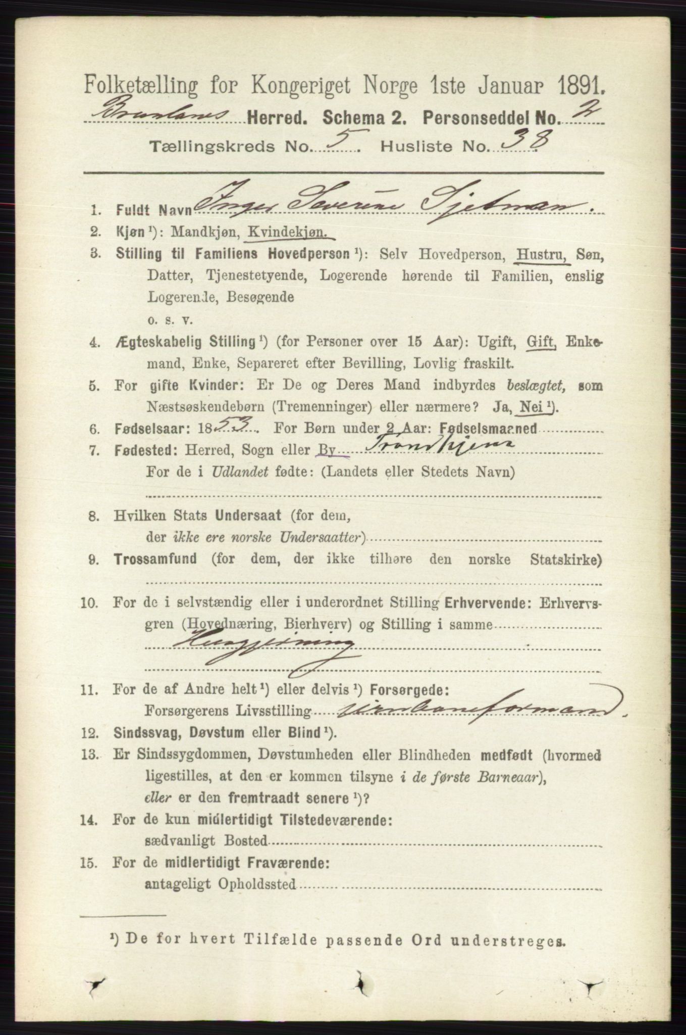 RA, 1891 census for 0726 Brunlanes, 1891, p. 2428