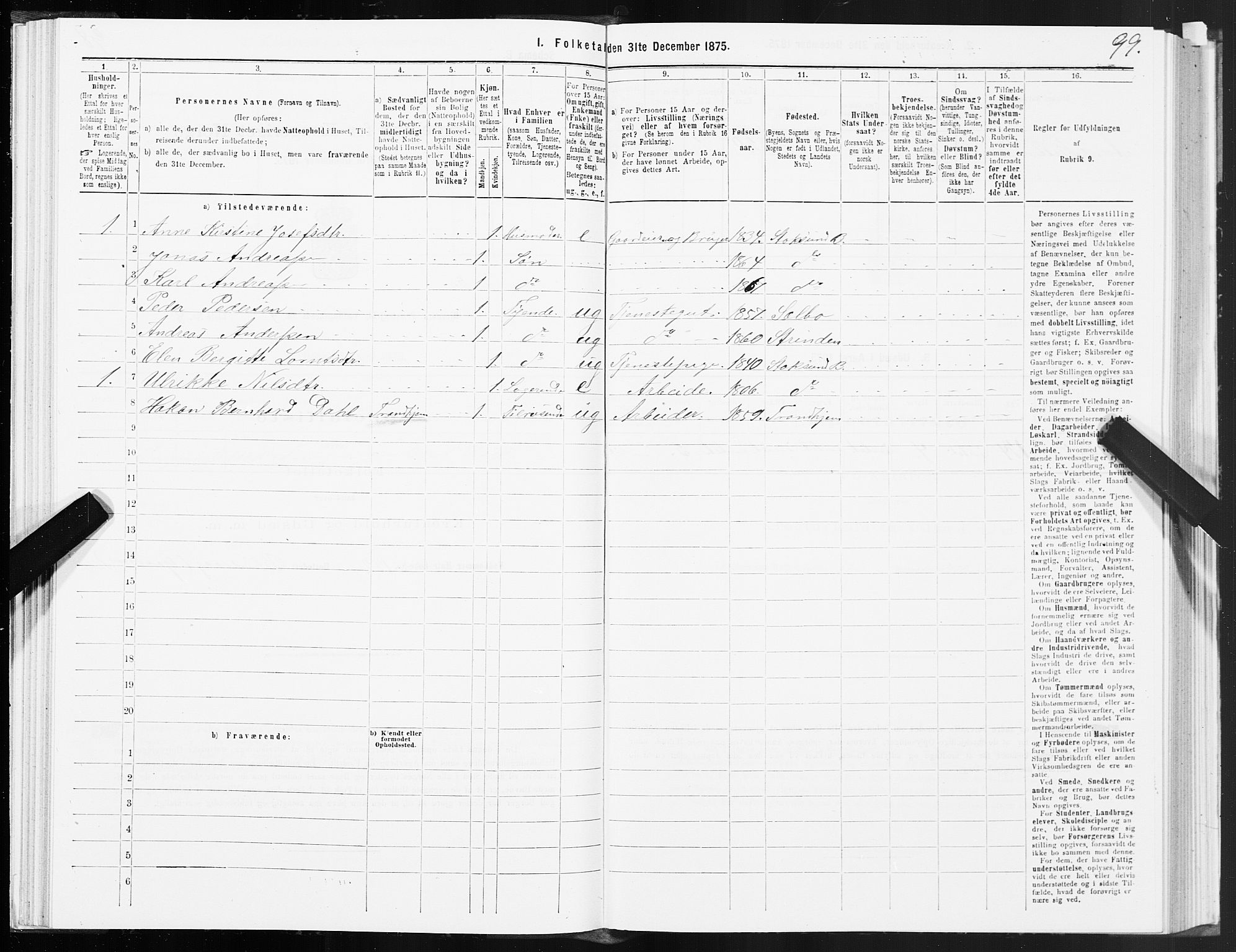 SAT, 1875 census for 1632P Bjørnør, 1875, p. 4099