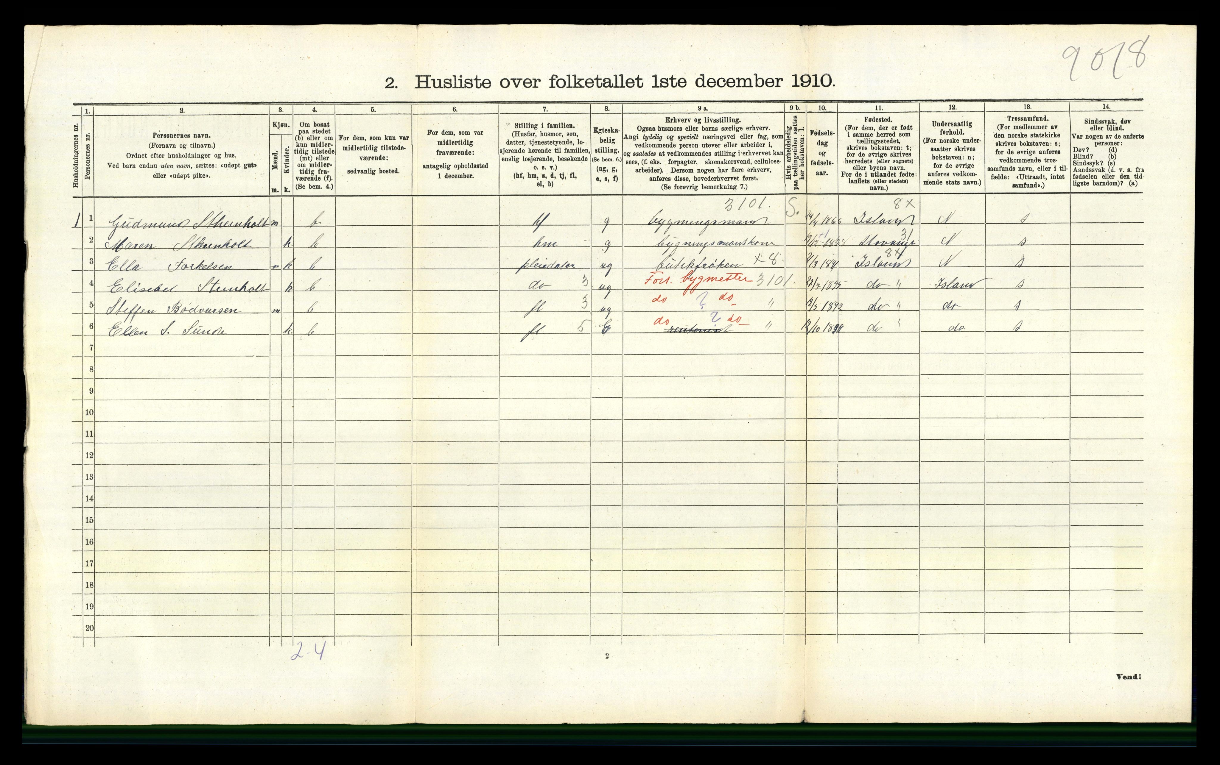 RA, 1910 census for Hetland, 1910, p. 1302