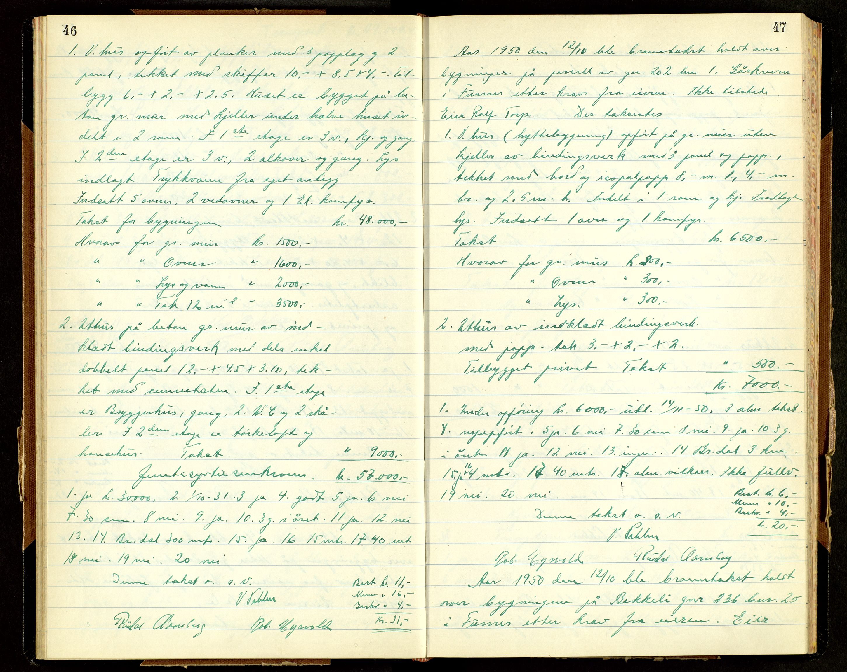 Norges Brannkasse, Furnes, AV/SAH-NBRANF-004/F/L0005: Branntakstprotokoll, 1950-1958, p. 46-47