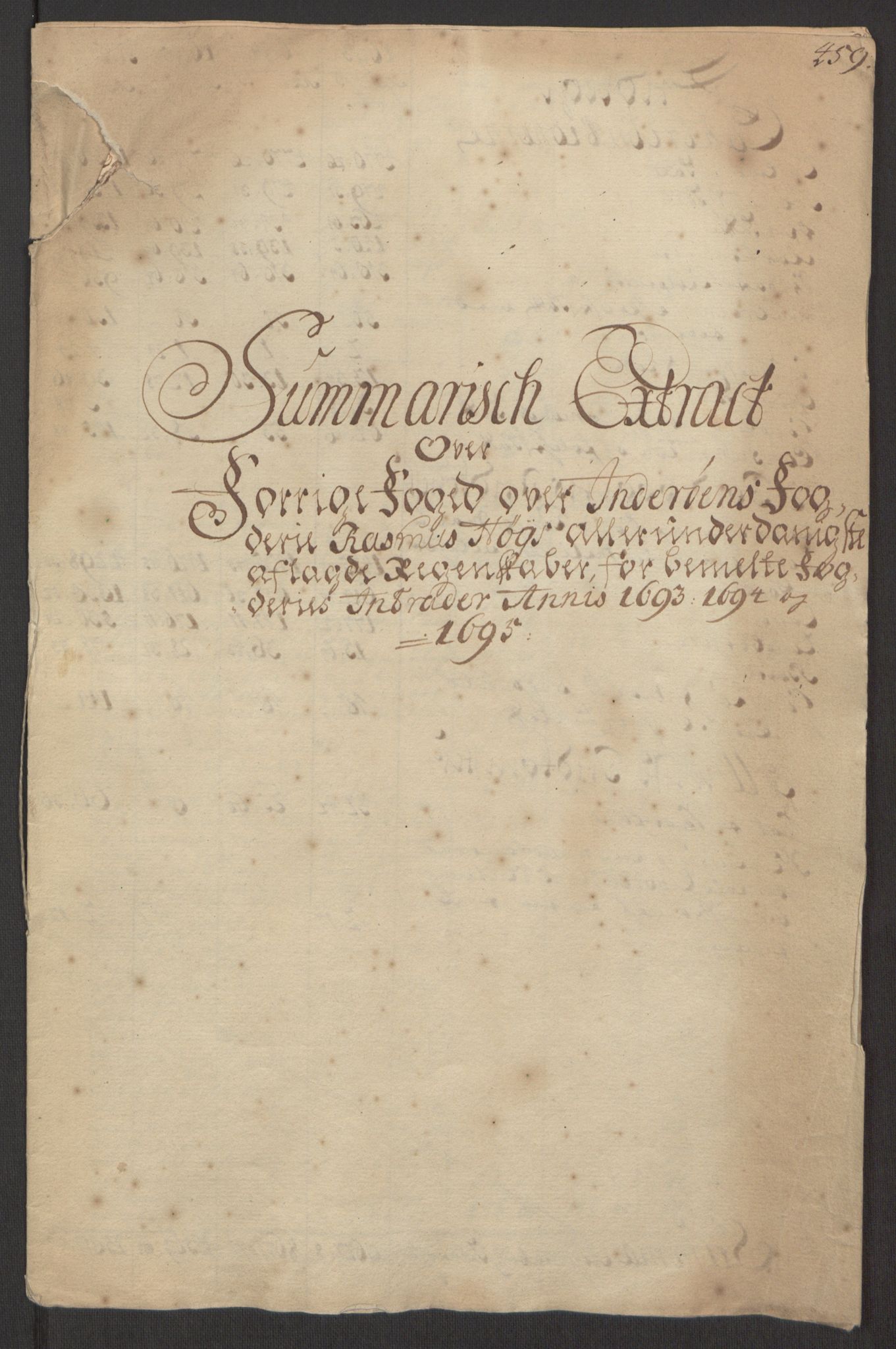 Rentekammeret inntil 1814, Reviderte regnskaper, Fogderegnskap, RA/EA-4092/R63/L4309: Fogderegnskap Inderøy, 1695-1697, p. 12