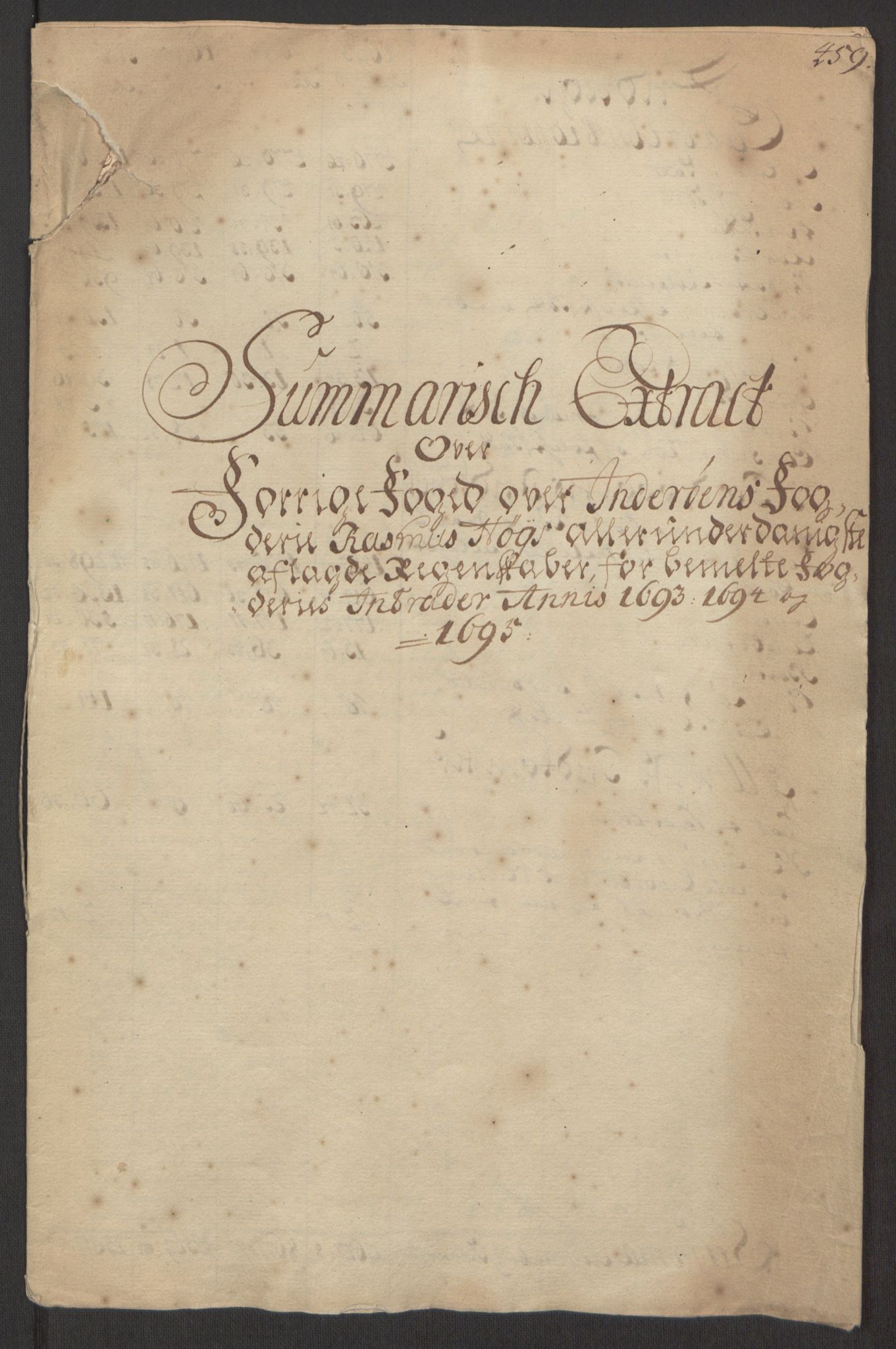 Rentekammeret inntil 1814, Reviderte regnskaper, Fogderegnskap, AV/RA-EA-4092/R63/L4309: Fogderegnskap Inderøy, 1695-1697, p. 12