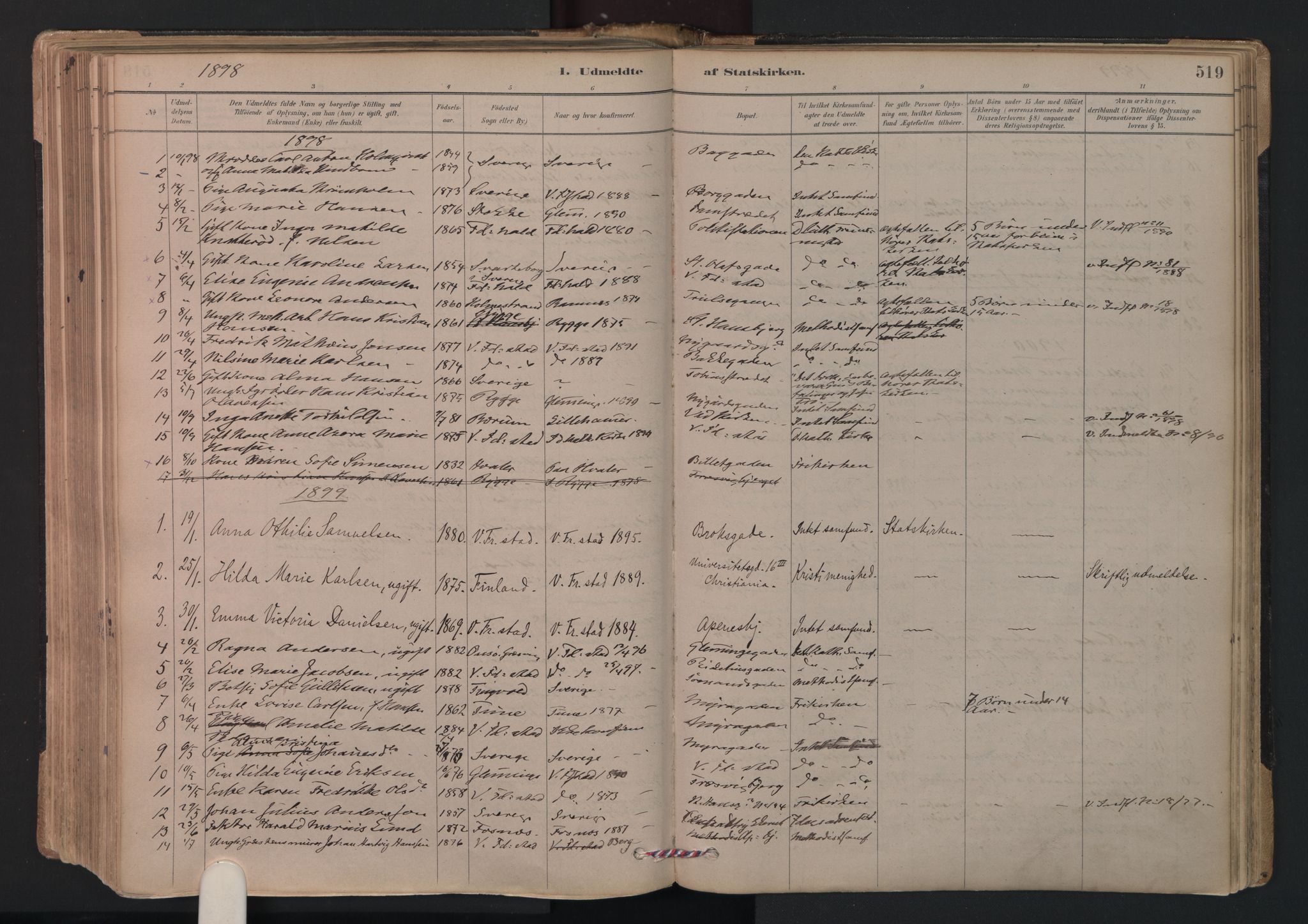 Fredrikstad domkirkes prestekontor Kirkebøker, AV/SAO-A-10906/F/Fa/L0005: Parish register (official) no. 5, 1878-1971, p. 519