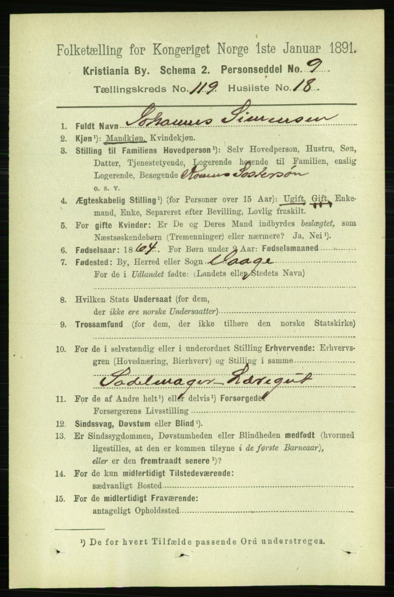RA, 1891 census for 0301 Kristiania, 1891, p. 63899