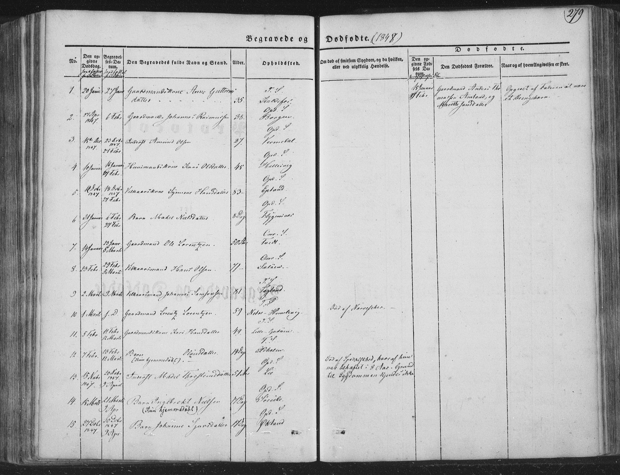 Tysnes sokneprestembete, AV/SAB-A-78601/H/Haa: Parish register (official) no. A 10, 1848-1859, p. 279