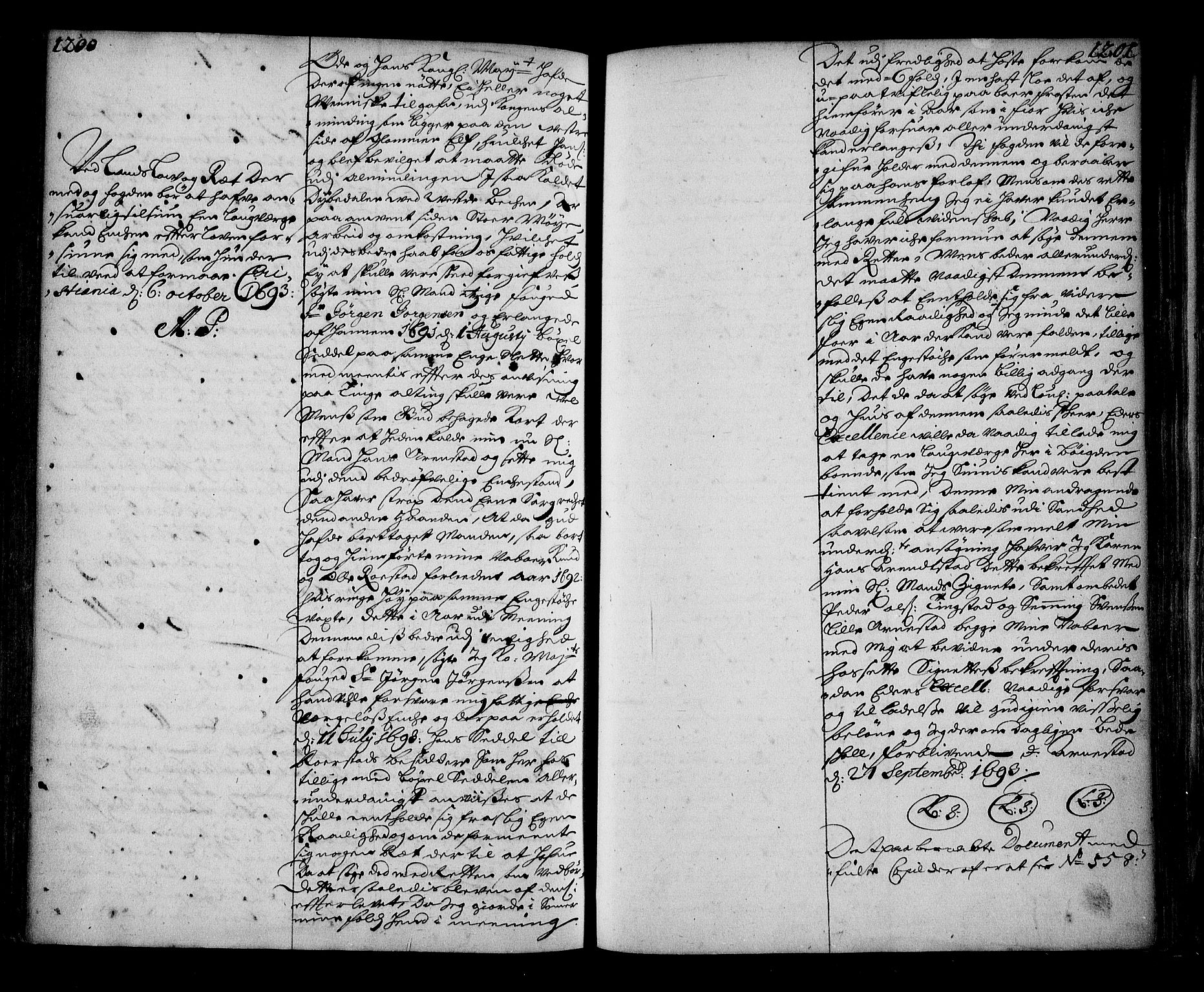 Stattholderembetet 1572-1771, RA/EA-2870/Ae/L0010: Supplikasjons- og resolusjonsprotokoll, 1692-1693, p. 1200-1201