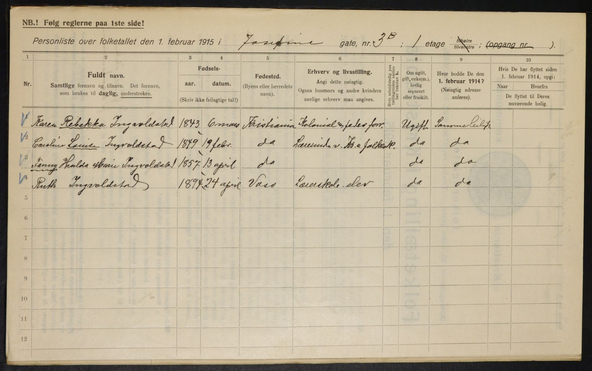 OBA, Municipal Census 1915 for Kristiania, 1915, p. 46880