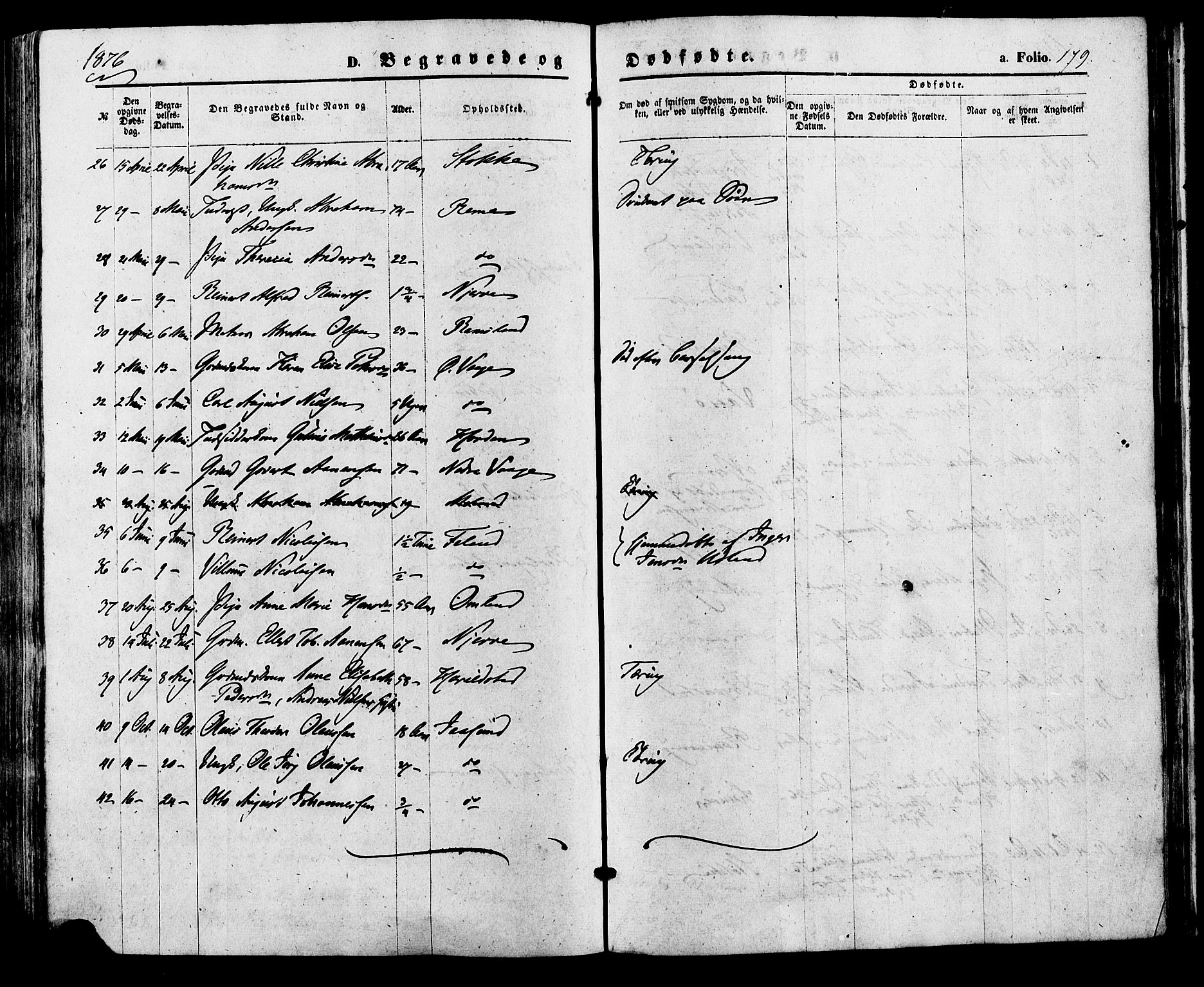 Sør-Audnedal sokneprestkontor, AV/SAK-1111-0039/F/Fa/Faa/L0003: Parish register (official) no. A 3, 1868-1883, p. 179