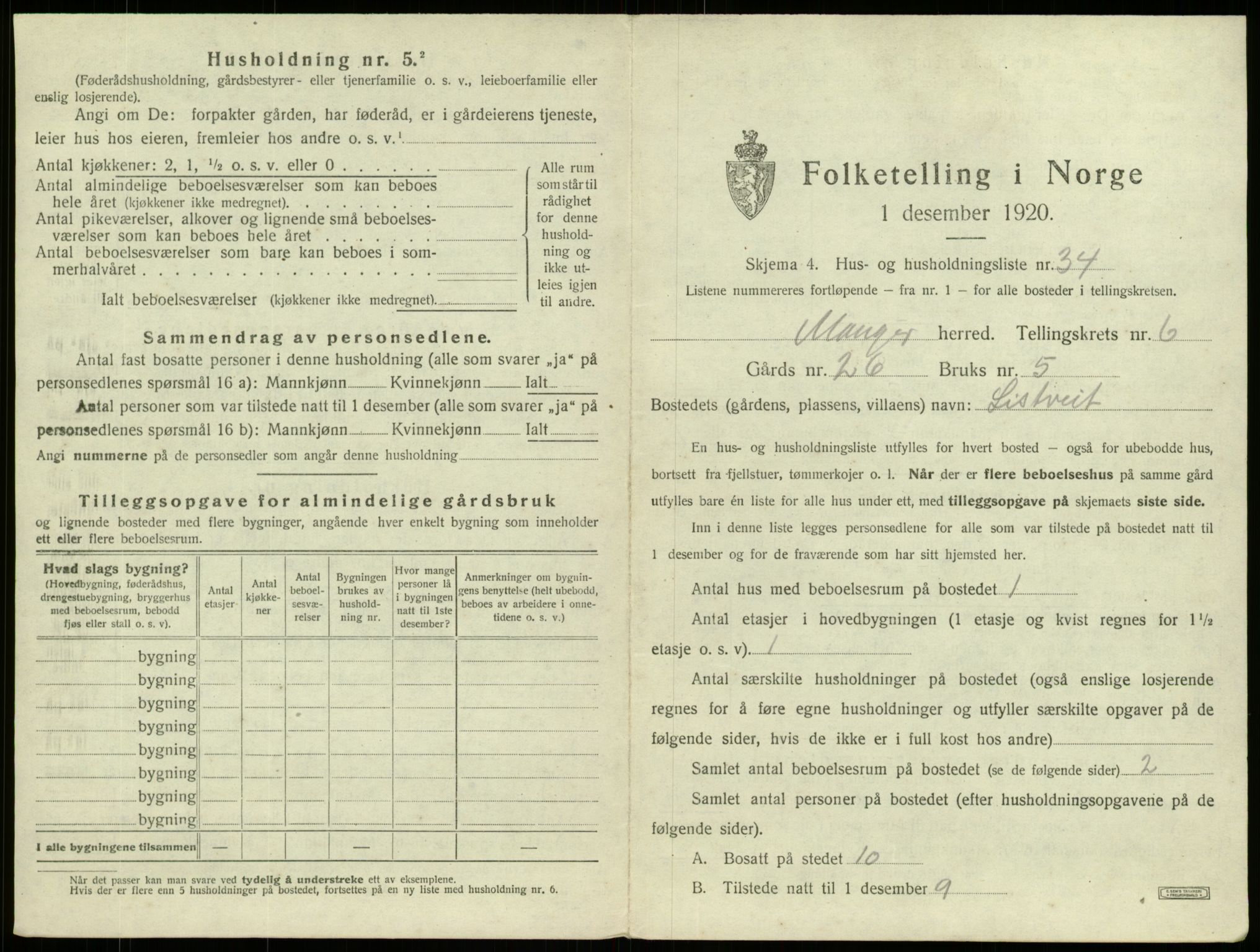 SAB, 1920 census for Manger, 1920, p. 513