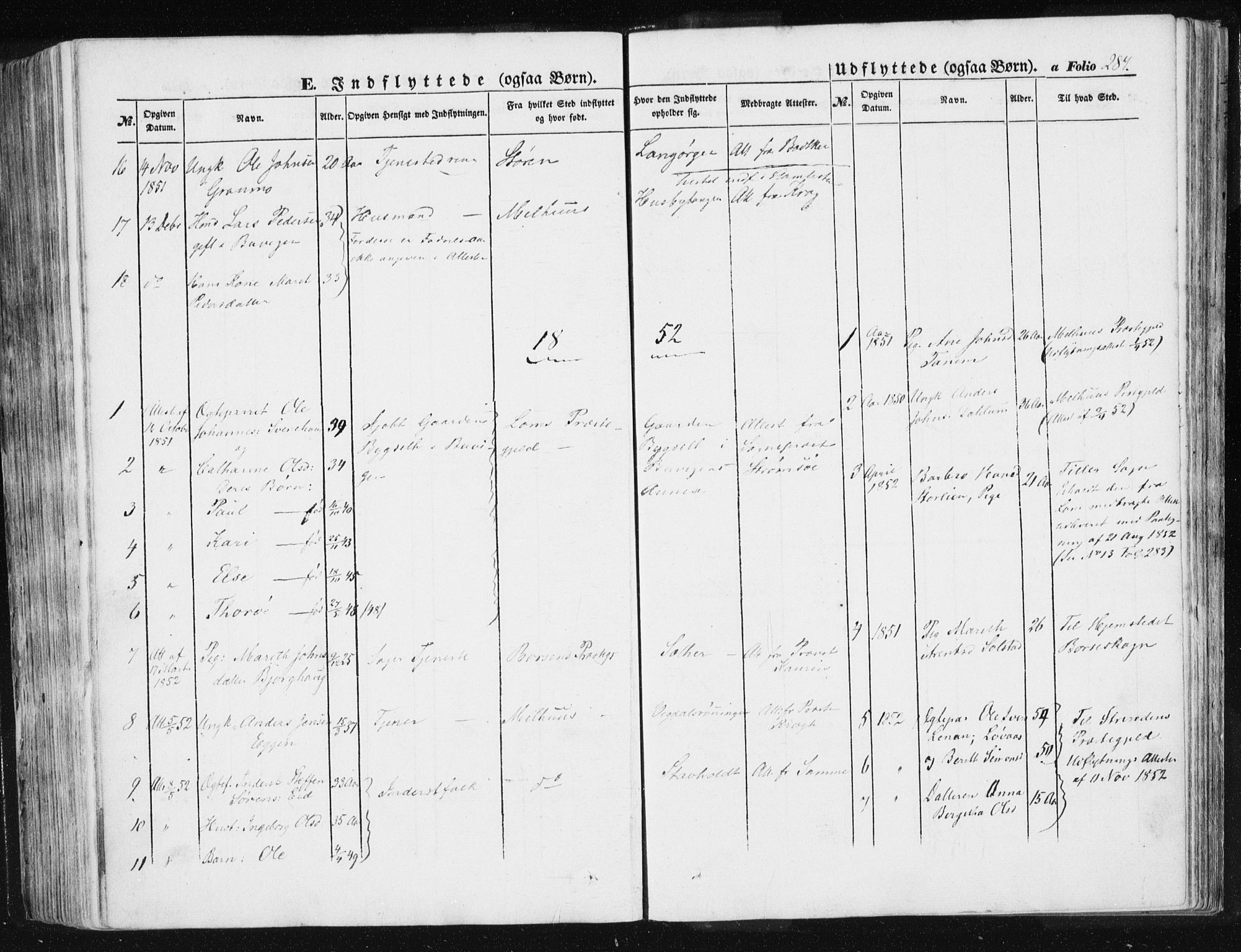 Ministerialprotokoller, klokkerbøker og fødselsregistre - Sør-Trøndelag, SAT/A-1456/612/L0376: Parish register (official) no. 612A08, 1846-1859, p. 284