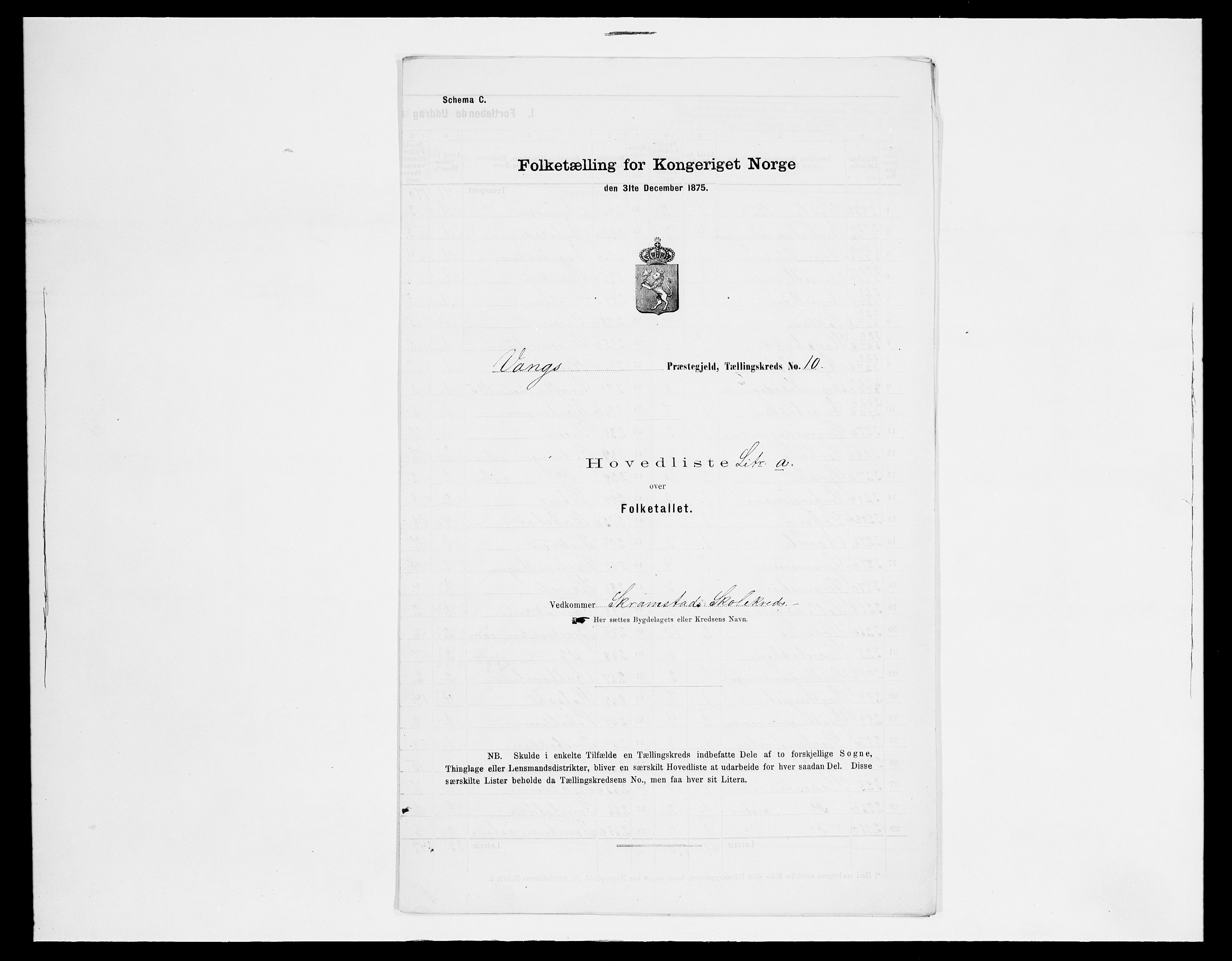 SAH, 1875 census for 0414L Vang/Vang og Furnes, 1875, p. 75