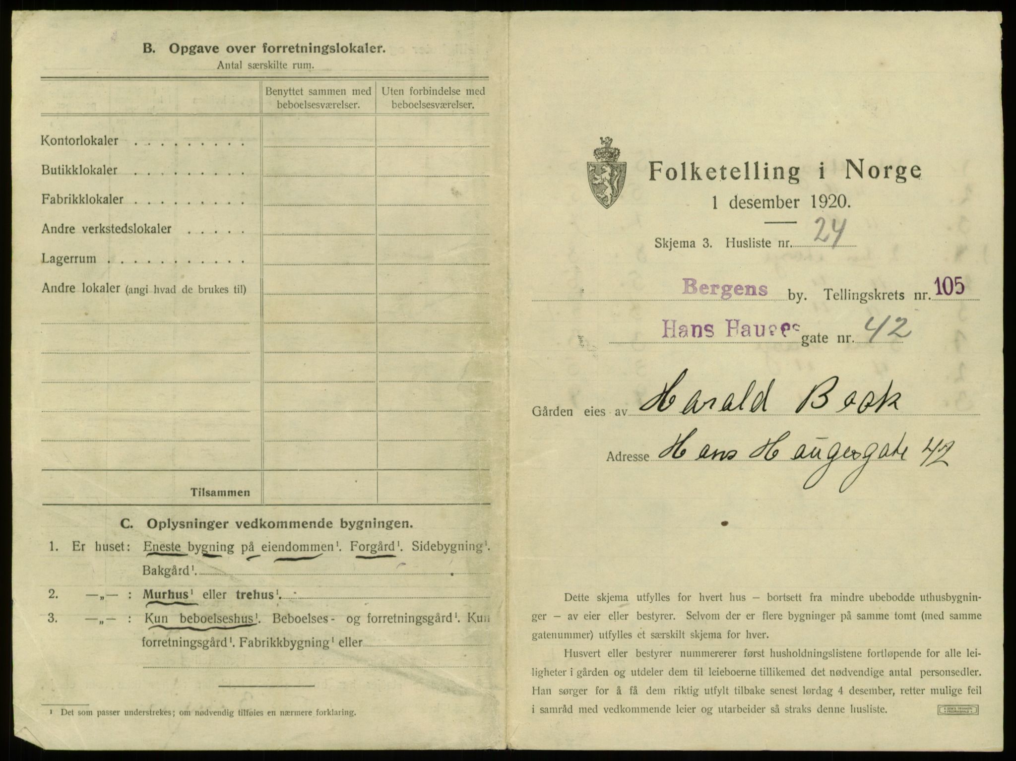 SAB, 1920 census for Bergen, 1920, p. 9746