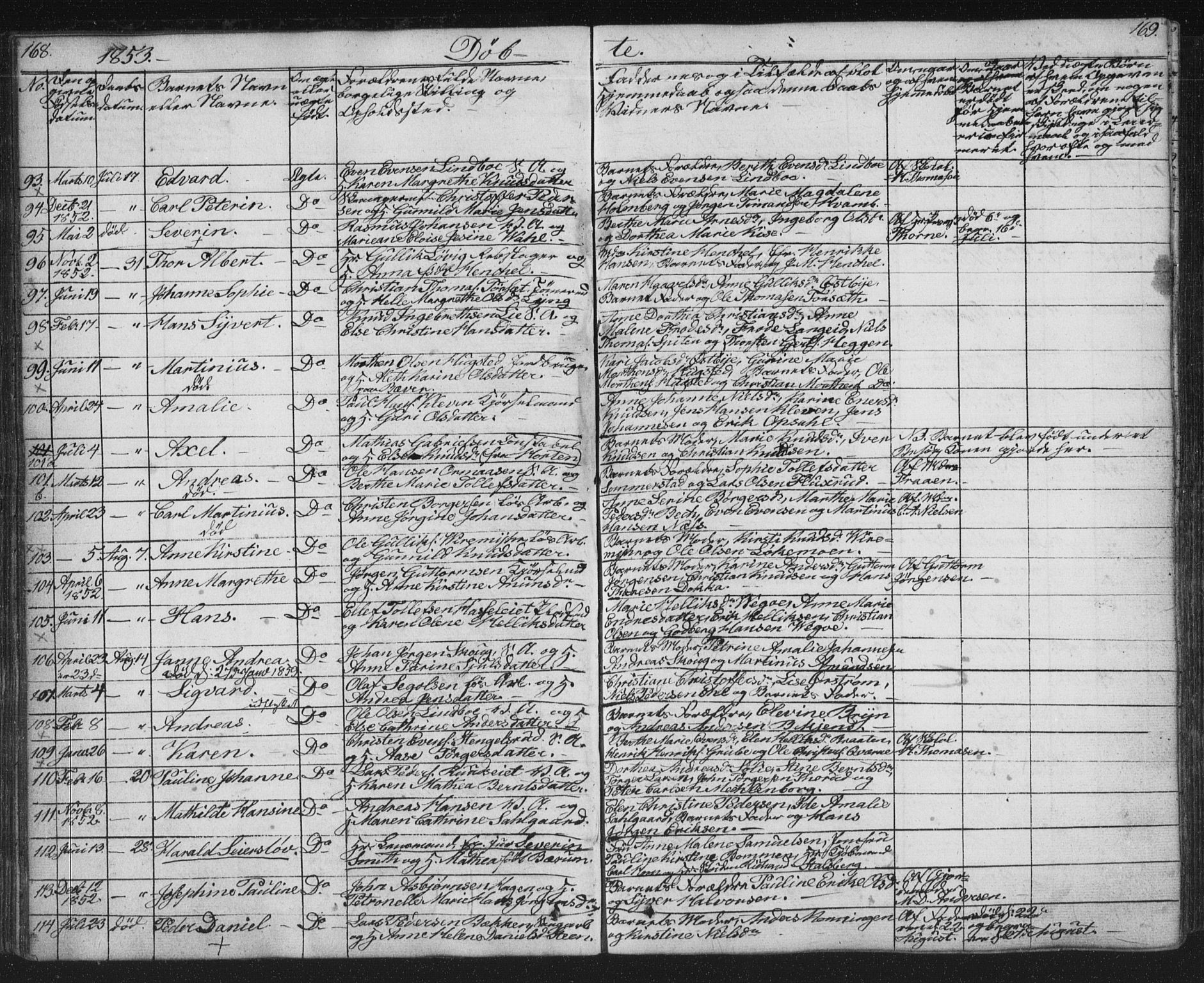 Kongsberg kirkebøker, SAKO/A-22/G/Ga/L0002: Parish register (copy) no. 2, 1839-1858, p. 168-169