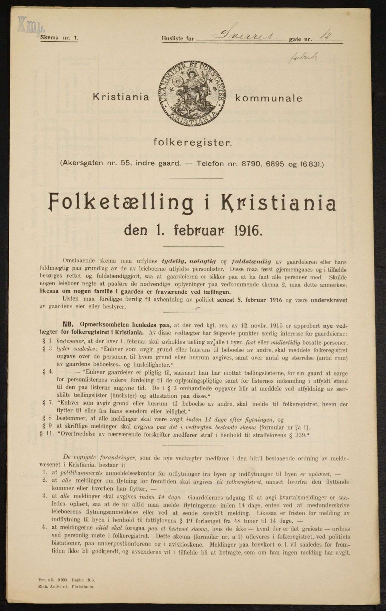 OBA, Municipal Census 1916 for Kristiania, 1916, p. 108921