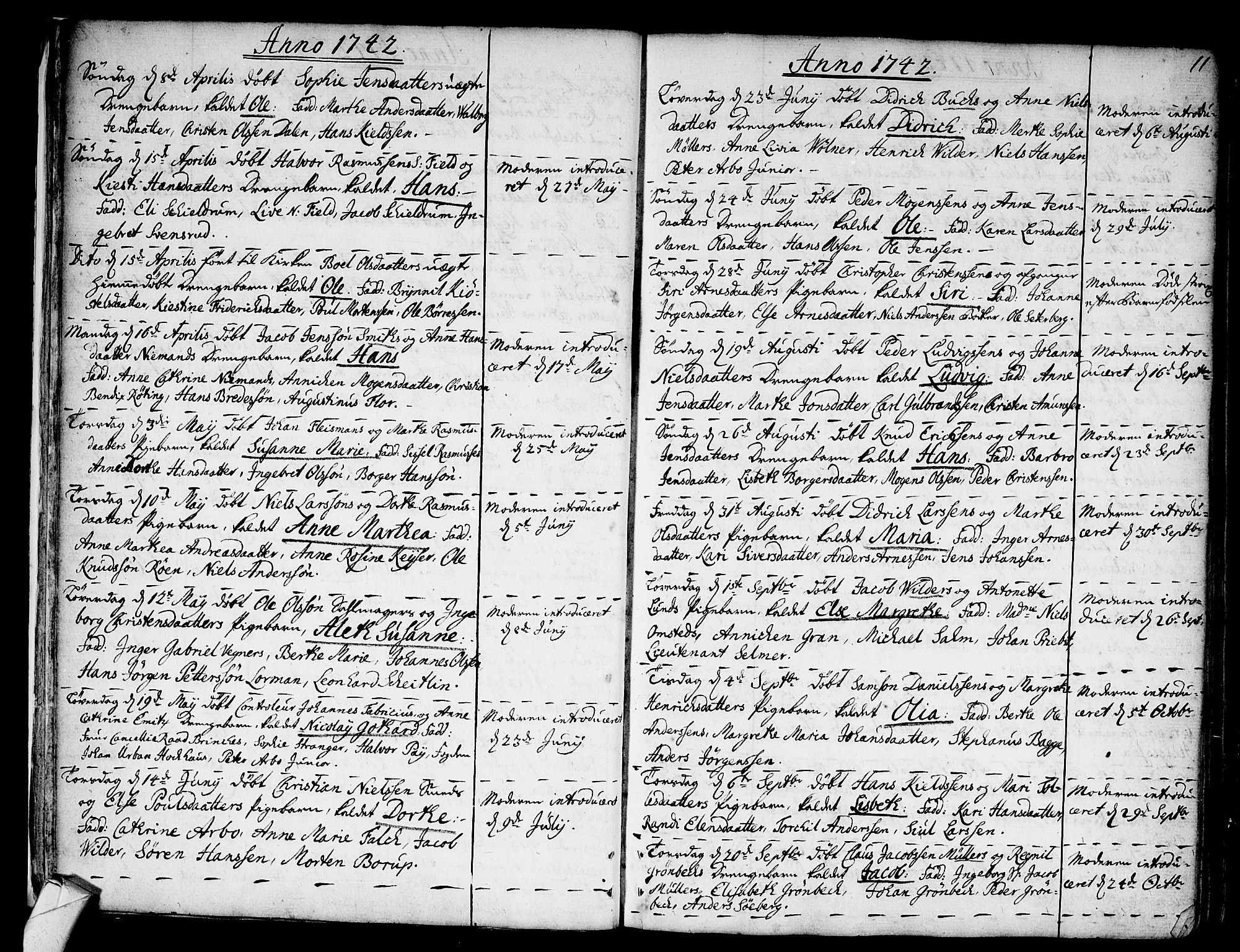 Strømsø kirkebøker, AV/SAKO-A-246/F/Fa/L0007: Parish register (official) no. I 7, 1739-1751, p. 11