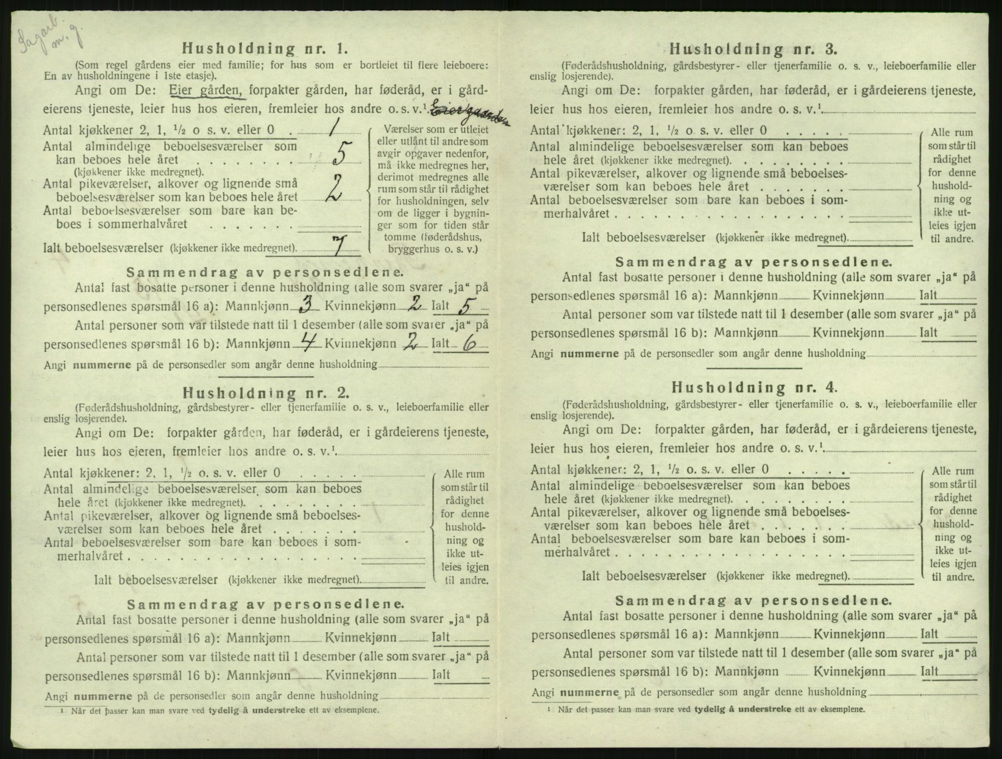 SAK, 1920 census for Birkenes, 1920, p. 254